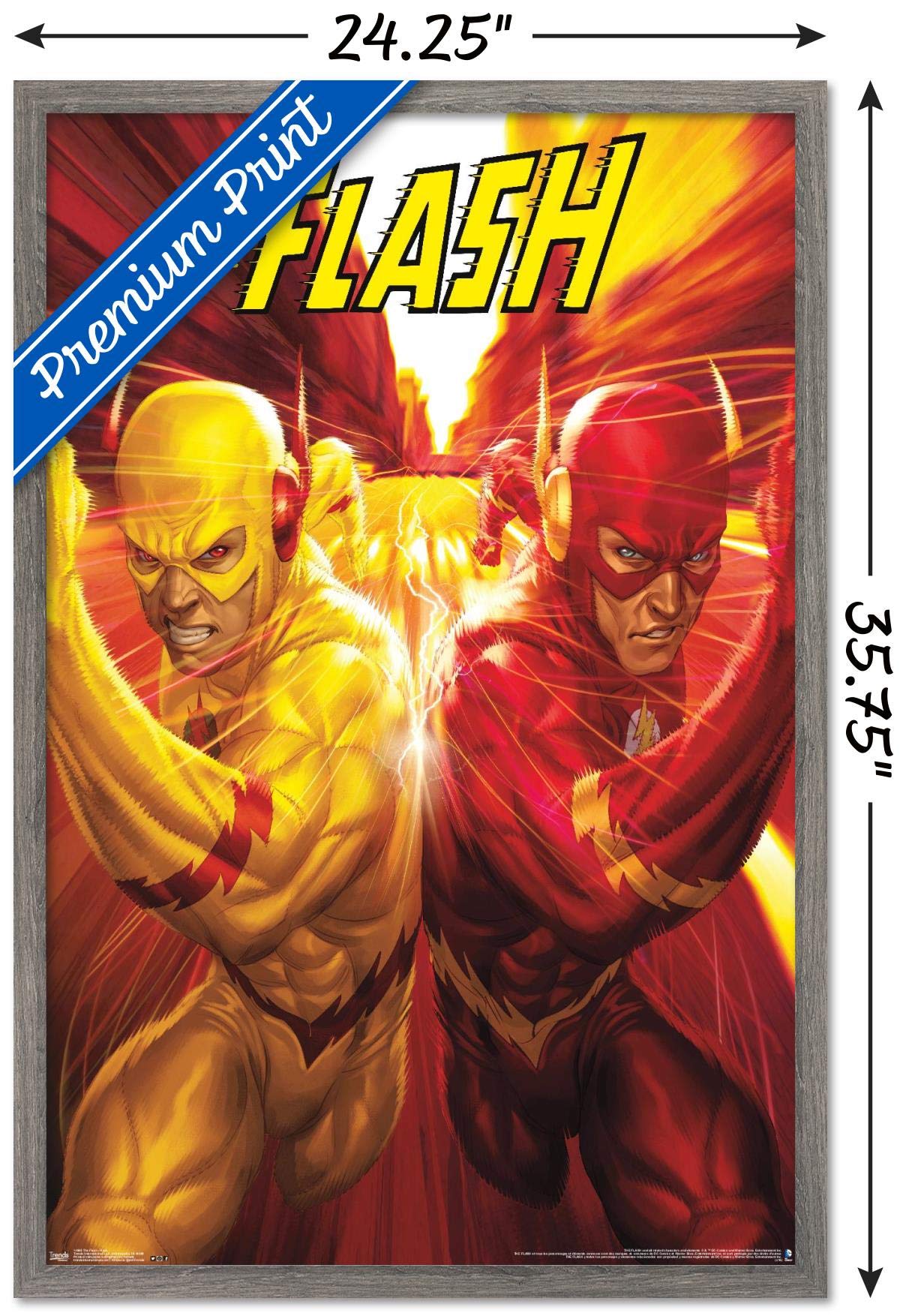 Trends International Dc Comics - The Flash And The Reverse Flash - Race Wall Poster, 22.375'' X 34'', Barnwood Framed Version