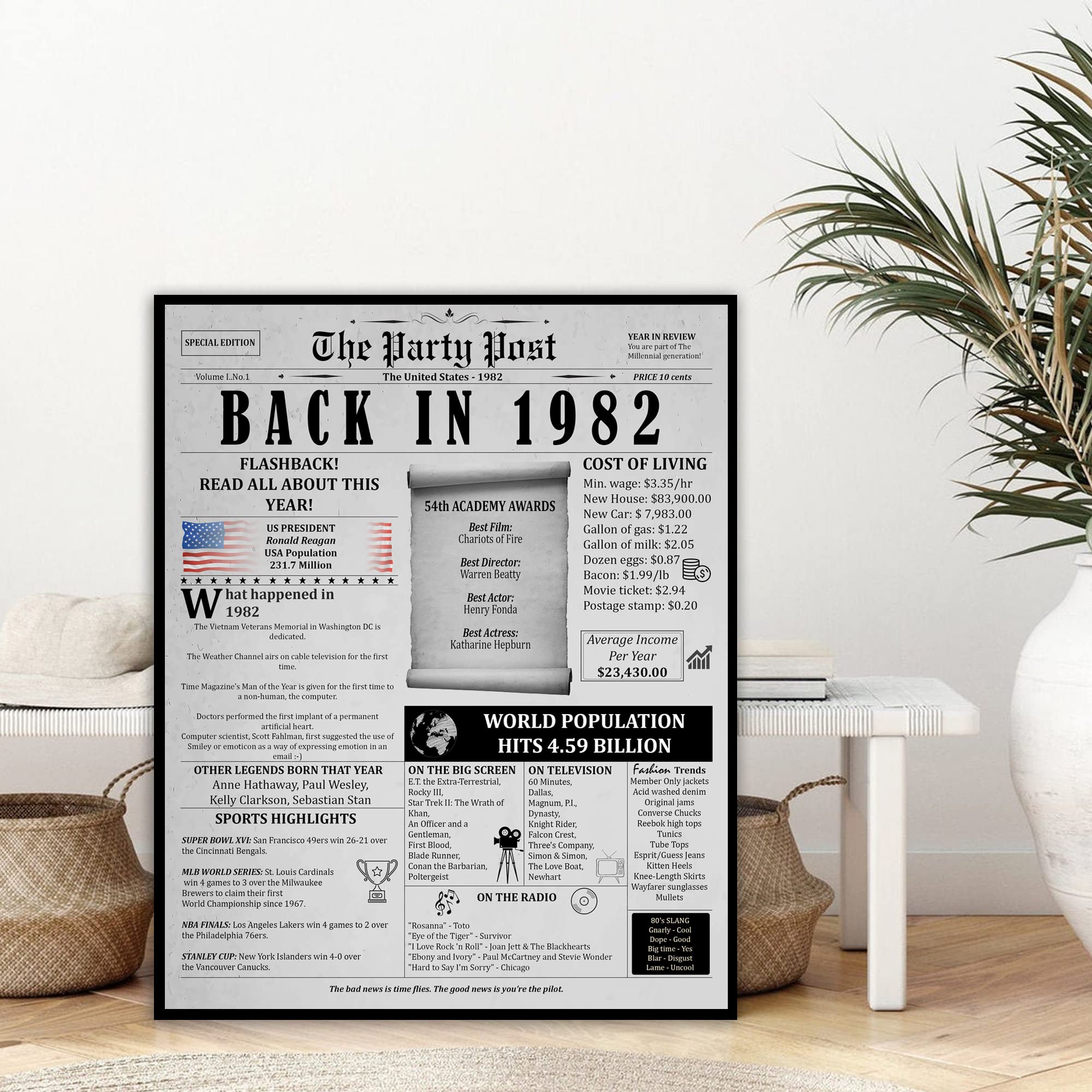 42Nd Birthday Party Decorations Poster - 42 Years Ago Anniversary Card For Women And Men. Back In 1982 Home Decor Supplies For H
