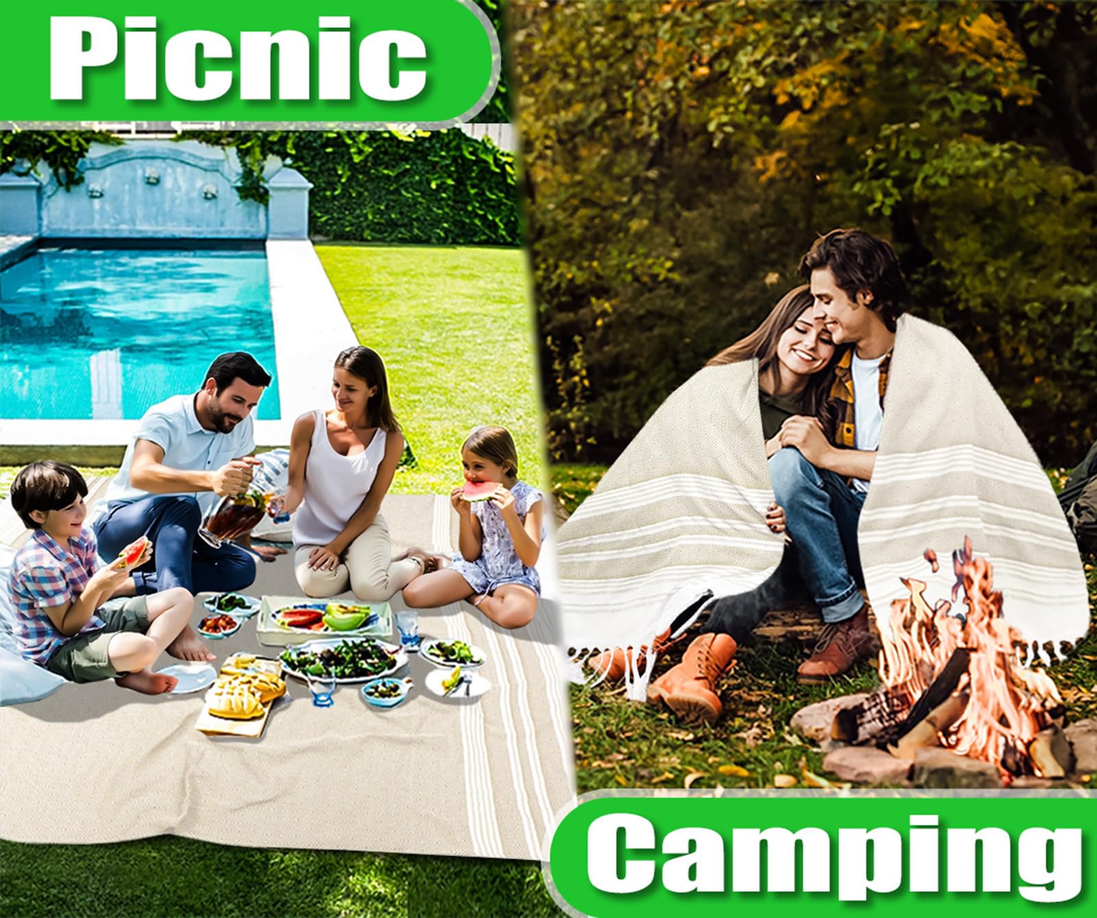 Boho Beige Throw Blanket Bedroom Living Room Accessories Sofa Couch Chair Essential Bohemian Aztec African Southwest Neutral Whi