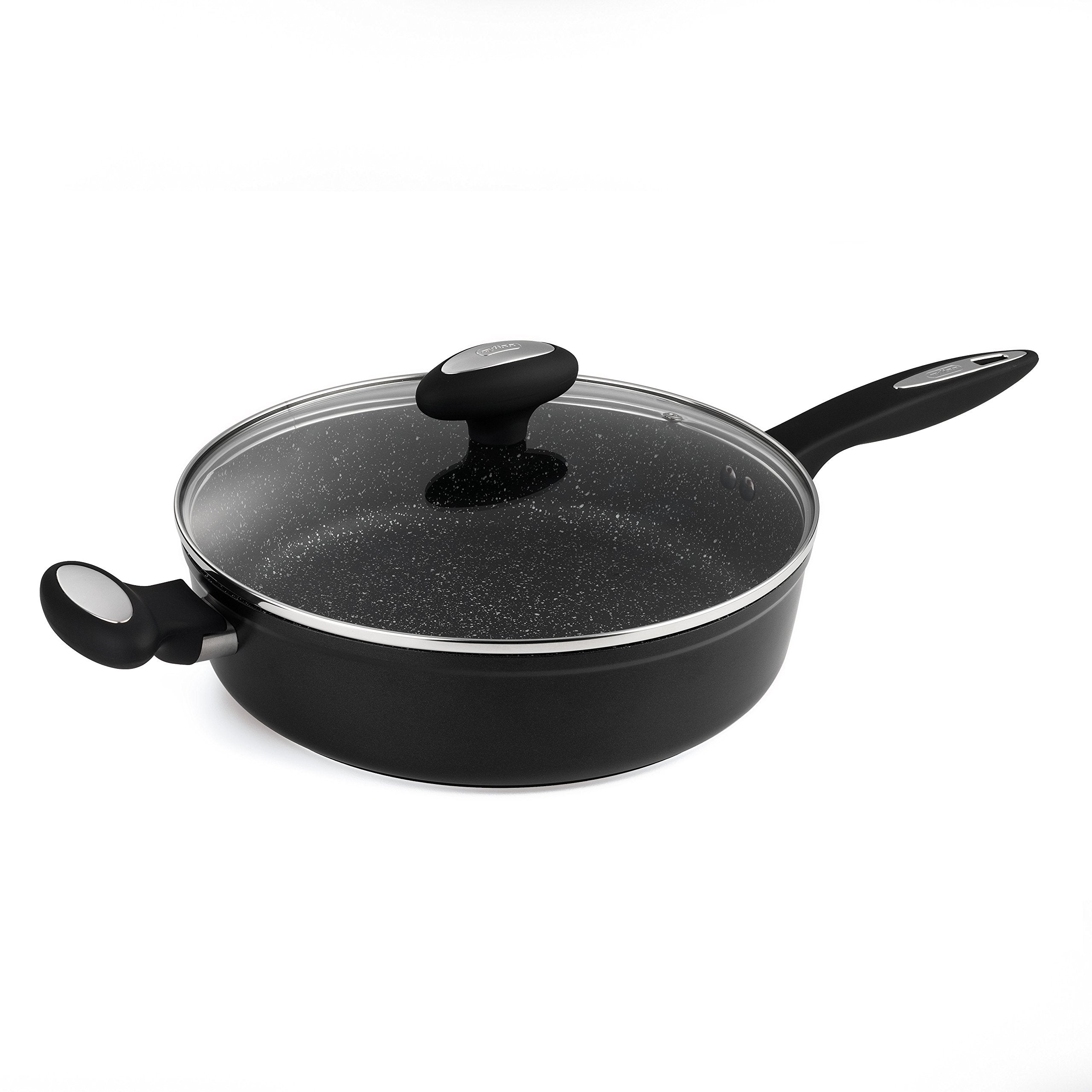 Zyliss Ultimate Non-Stick Saut Pan With Lid, 28Cm/11In, Forged Aluminium, Black, Rockpearl Plus Non-Stick Technology, Suitable F