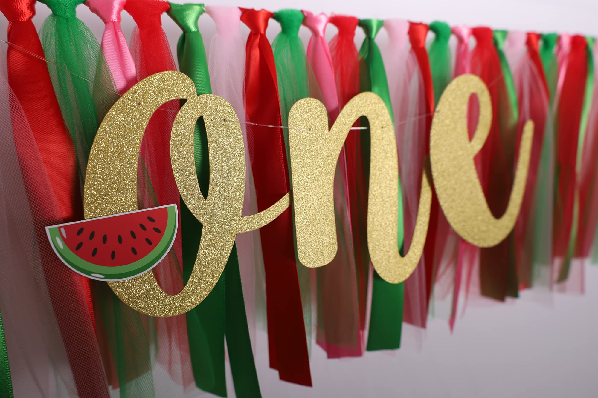 Watermelon Highchair Banner For Baby - Party Theme Pull Flag, High Chair Fabric Garland, 1St First Birthday Banner, Photo Props,