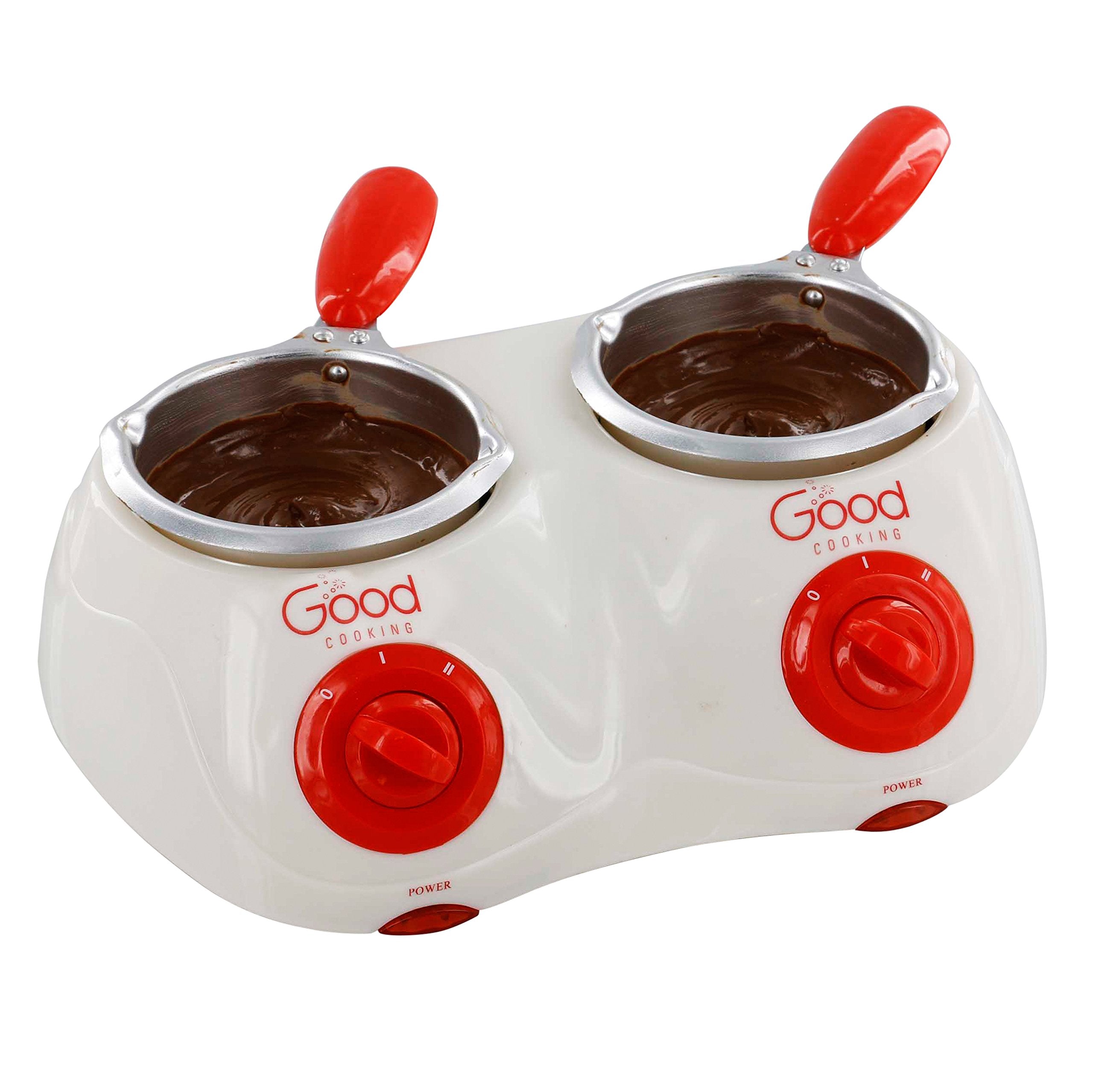 Dual Electric Chocolate Melting Gift Pot Set- Candy Making Or Fondue Fountain Kit W/ 30 Free Accessories - 7 Fun Mold Trays & Di