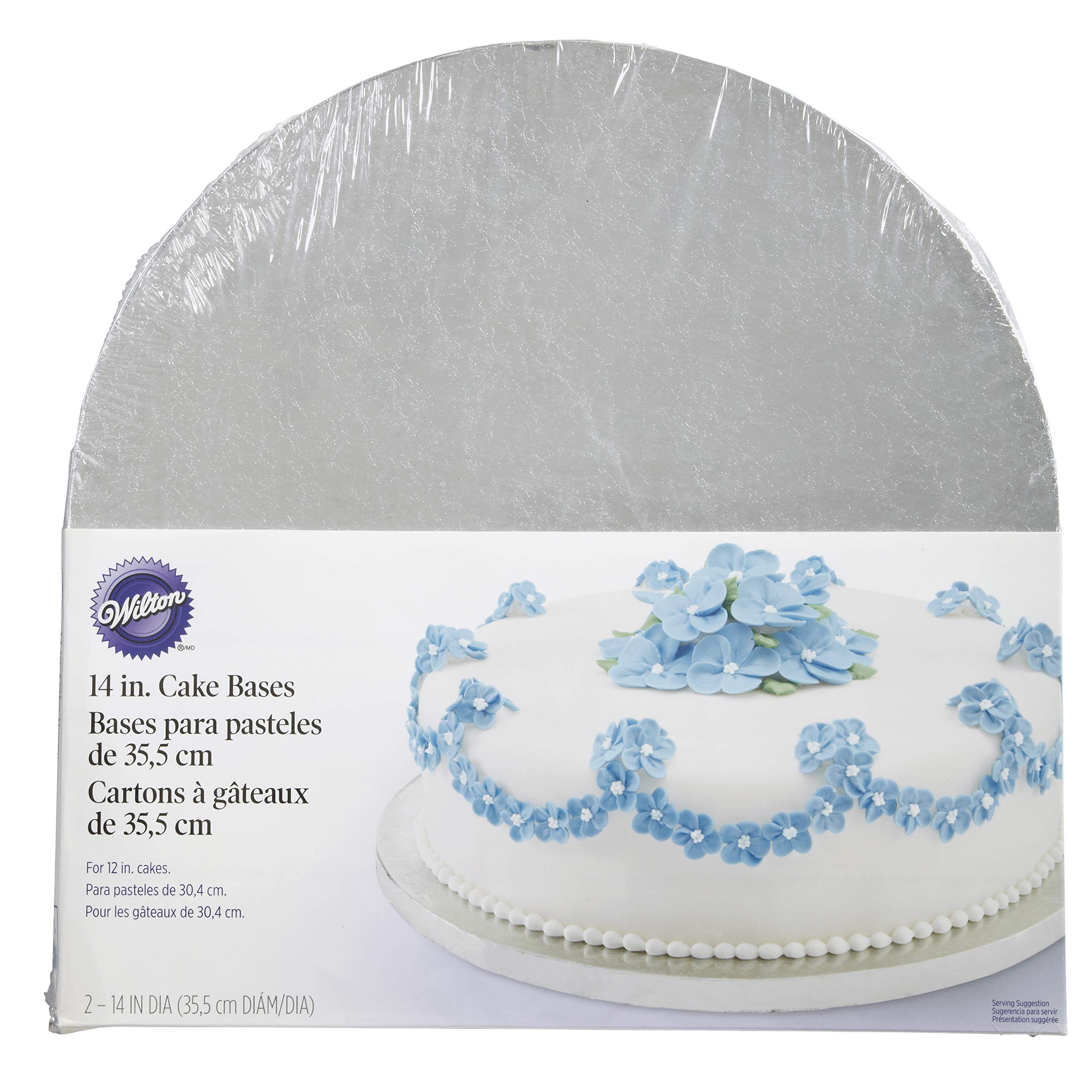 Wilton 14Inch Round Silver Cake Boards,Sturdy Greaseproof Cake Circle Bases for Tiered Cakes, Wedding Cakes, and Gingerbread Ho