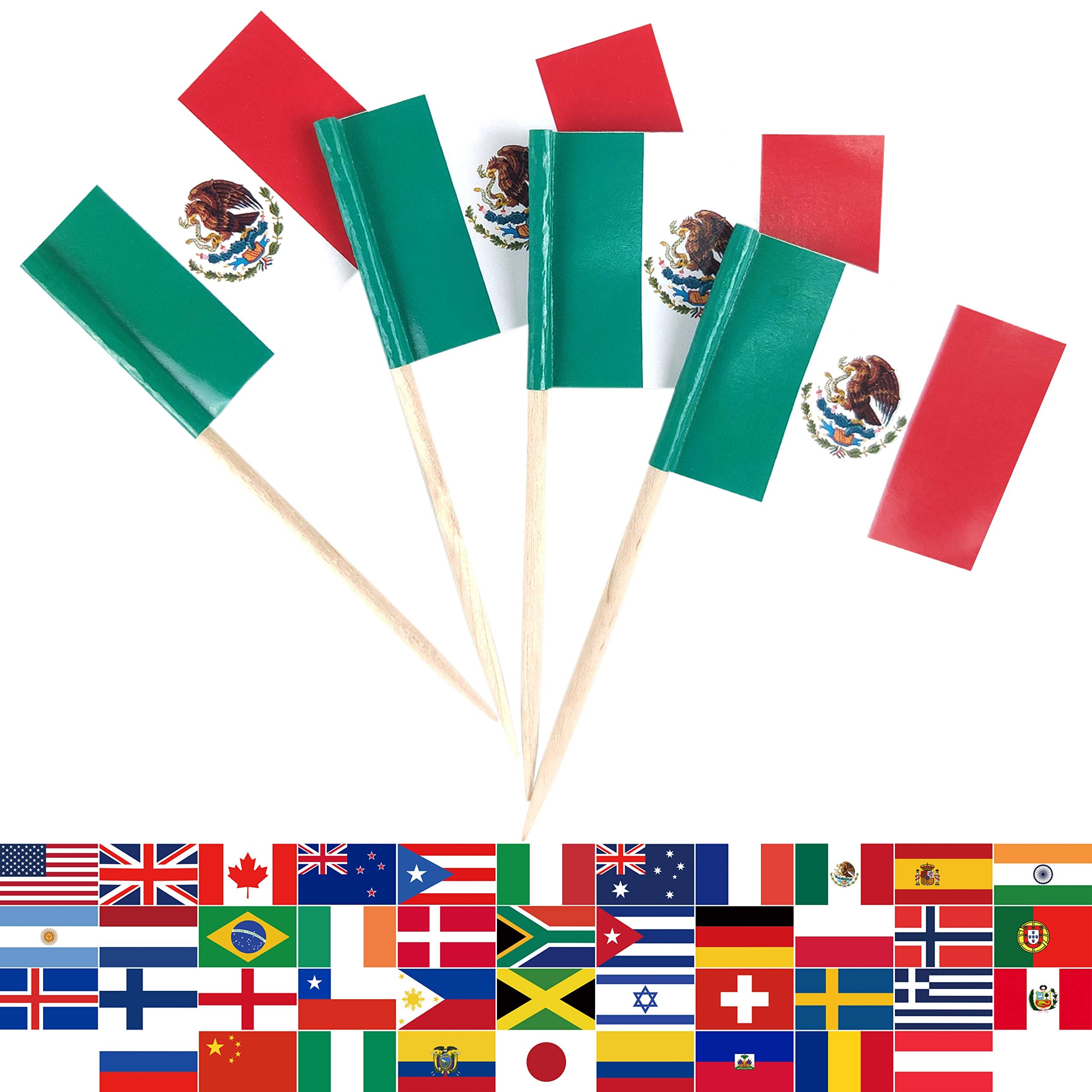 Jbcd Mexico Toothpick Flag Mexican Mini Small Cupcake Topper Flags (100 Pcs)
