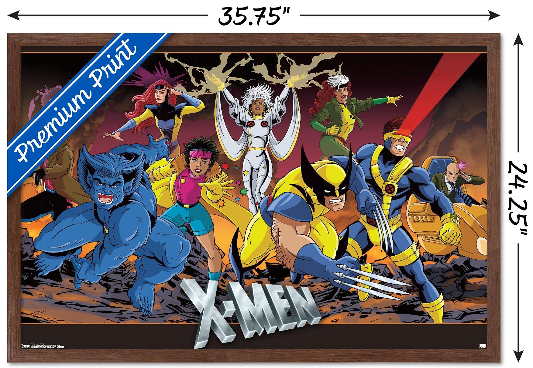 Trends International Marvel Comics - The X-Men - Group Wall Poster, 22.375'' X 34'', Mahogany Framed Version