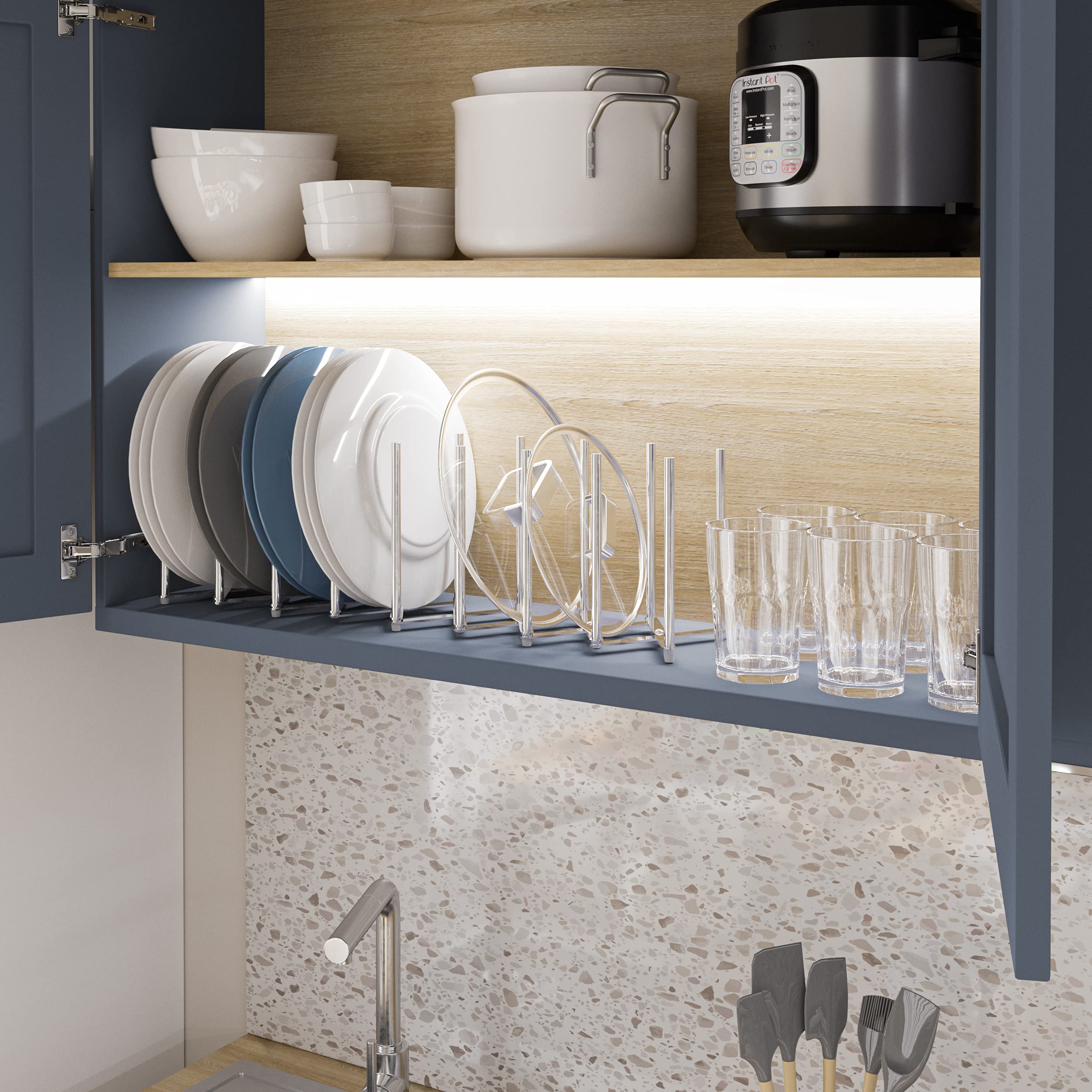 Brightmaison Bgt Stal Pots And Pans Organizer For Cabinet, Pot Lid & Plate Holder Adjustable Kitchen Organization Unit Stainless
