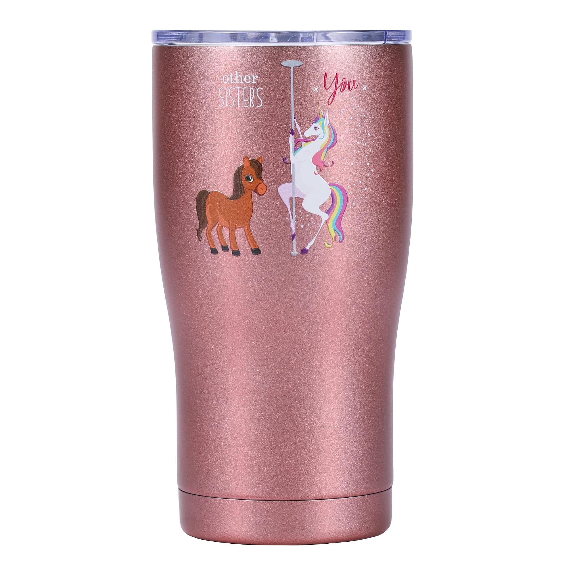 Shamone Unicorn Sister Gifts From Sister, Tumbler 20Oz Insulated Stainless Steel W/Lid, Ss Straw, Cleaning Brush, Sister Birthda