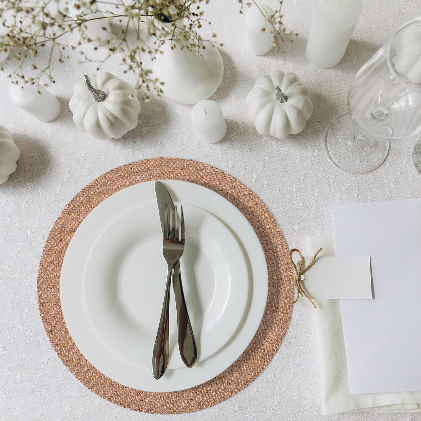 Rustic Burlap Round Placemats - 12'' Diameter Burlap Circle Rustic Table Decorations (Set Of 12) - Rustic Farmhouse Table Settin