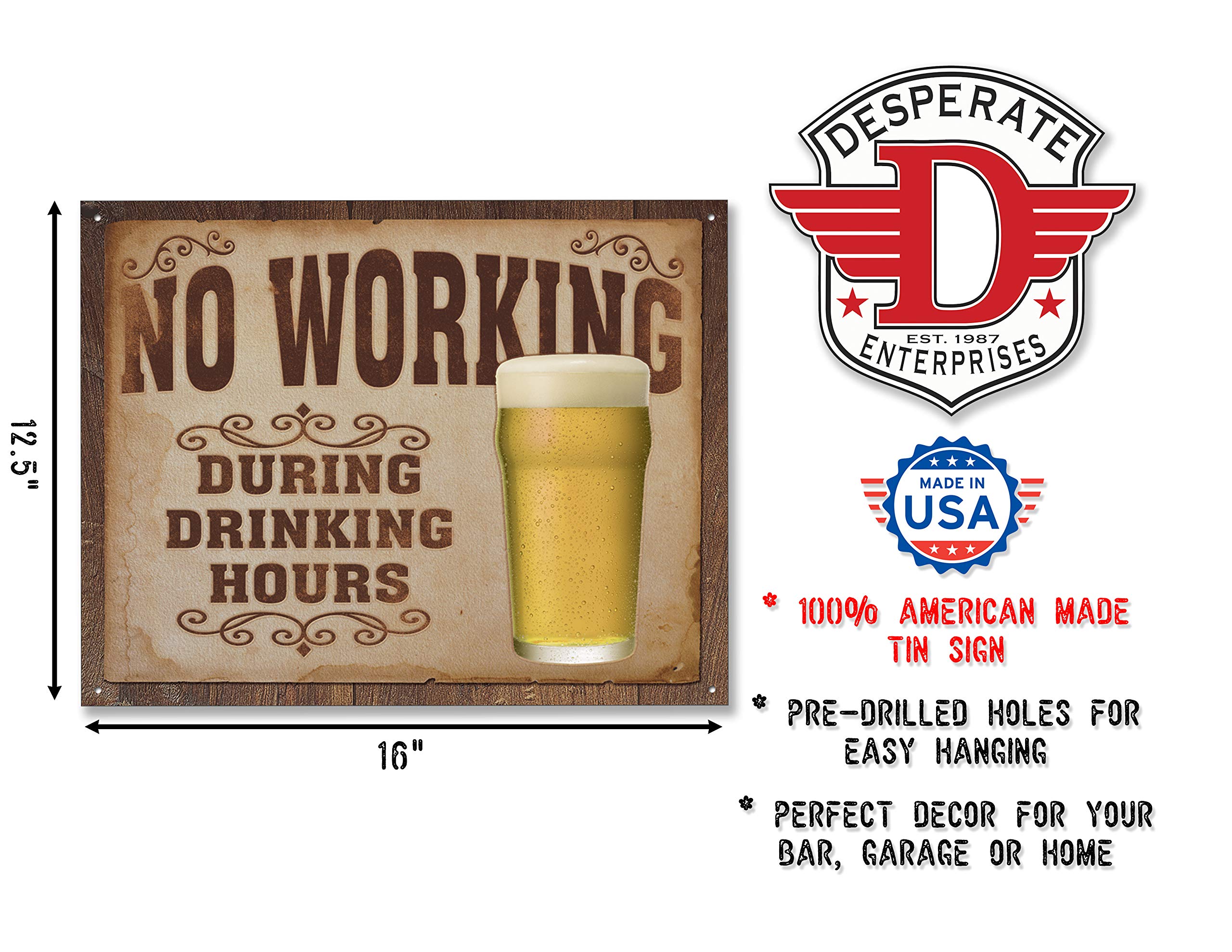 Tin Signs TSN1795-BRK No Working Drinking Hours
