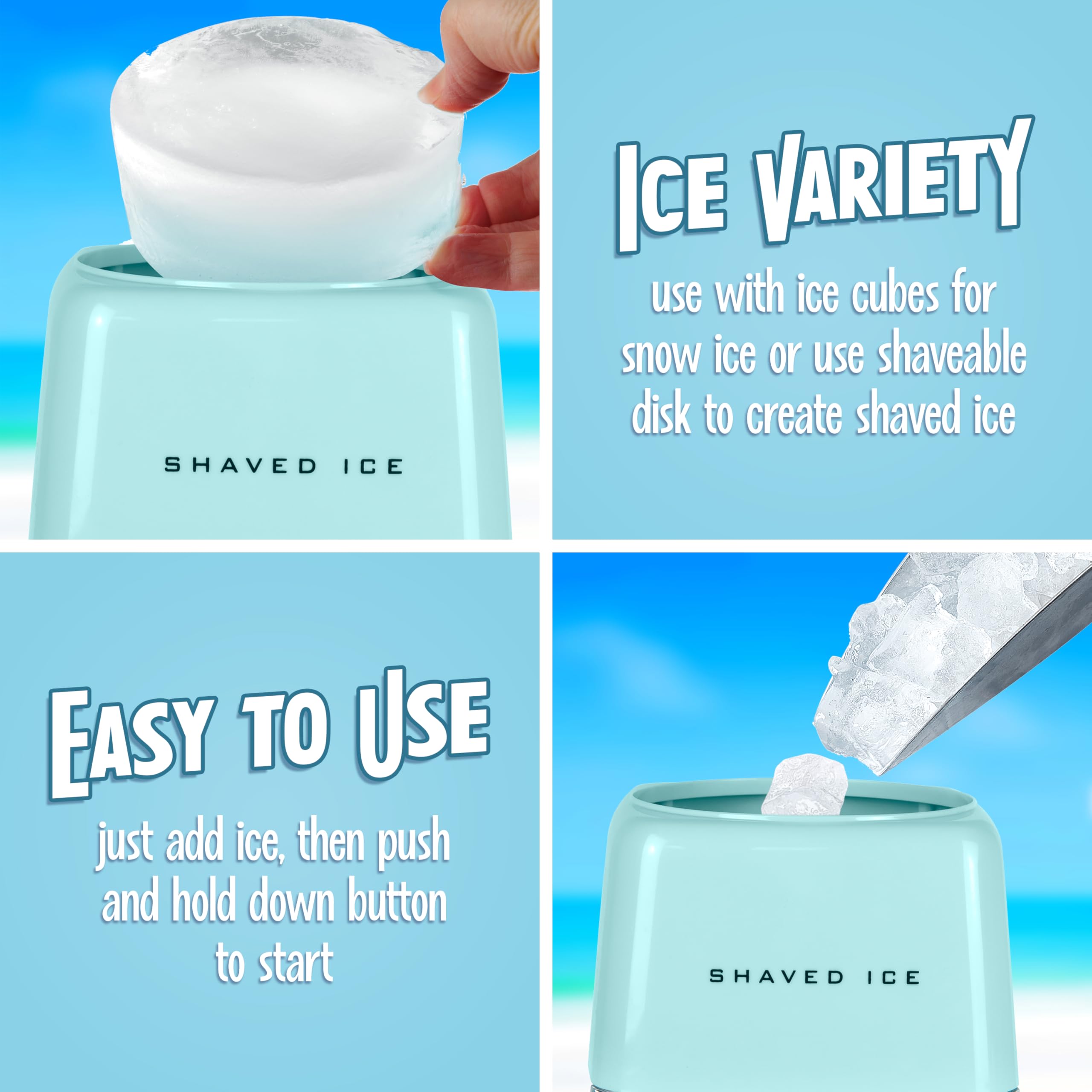 Nostalgia Retro Electric Table-Top Snow Cone Maker, Vintage Shaved Ice Machine Includes 1 Reusable Plastic Cup And Ice Mold, Aqu