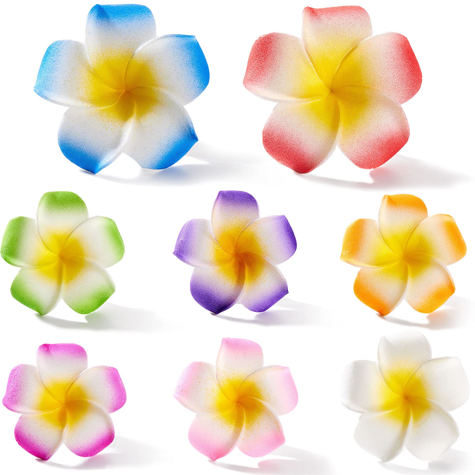 Waydress 150 Pcs Mixed Colors Foam Hawaiian Frangipani Artificial Plumeria Flower Petals for DIY Hair Hat Wreath Floral Bridal W