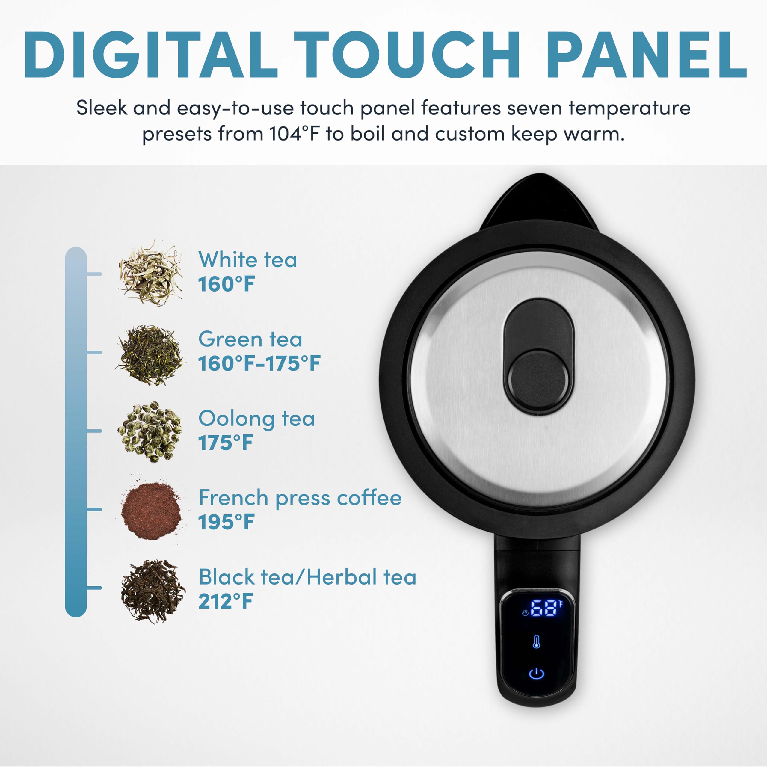 Aroma Professional 1.7L / 7-Cup Digital Glass Water Kettle (Awk-170D)