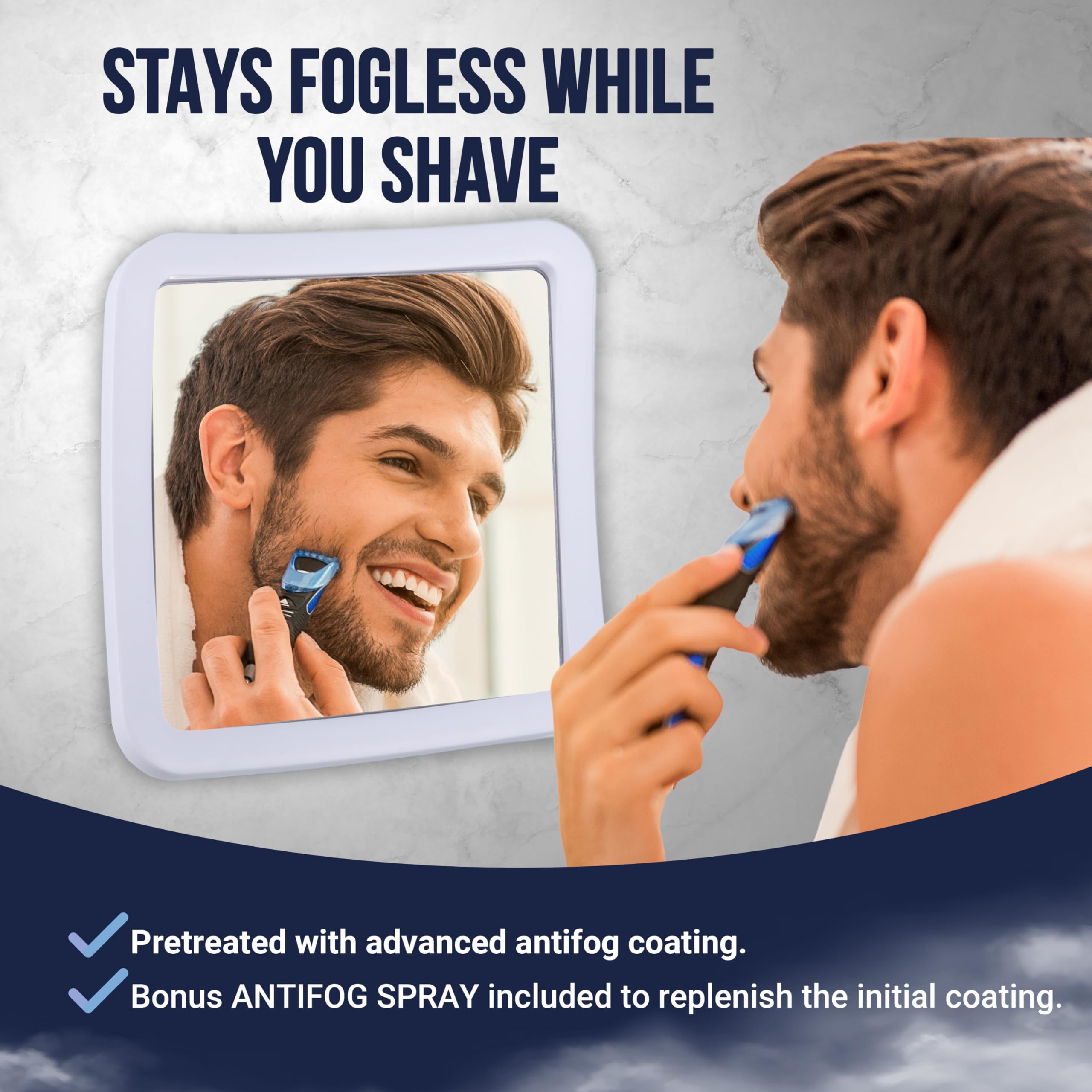 Mirrorvana Fogless Shower Mirror For Shaving With Improved Suction And 360 Swivel - Unbreakable Fog Free Mirror For Men And Wome