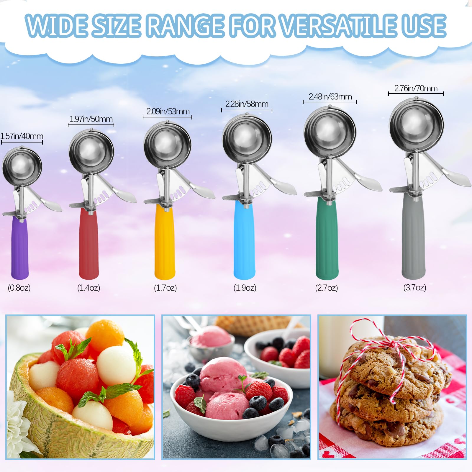 Hsei Ice Cream Scoop Cookie Scoops Portion Scoop Stainless Steel Ice Cream Scooper With Handle For Baking Food Cookie Dough Cupc