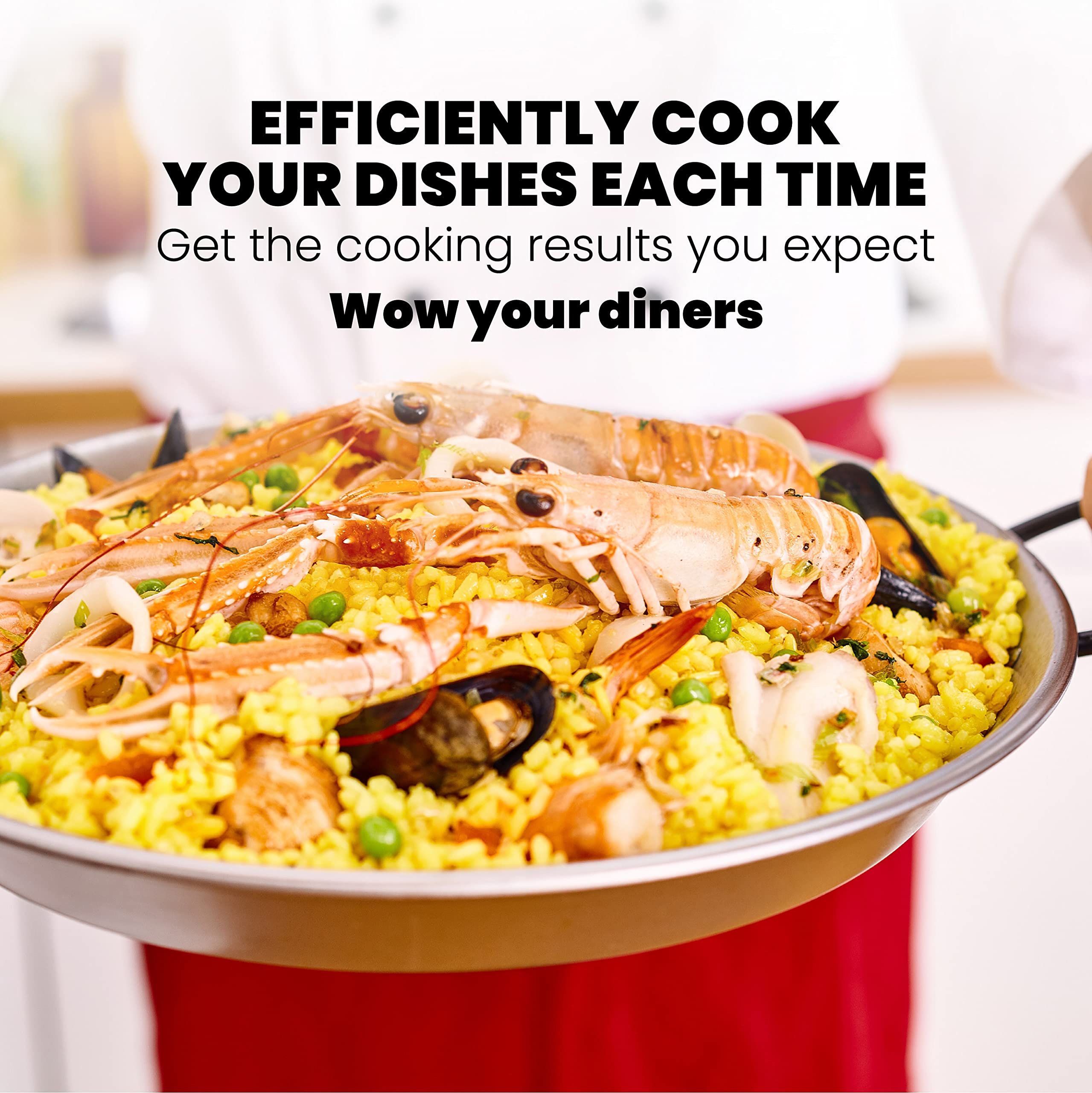 Machika Carbon Steel Pan | Professional Induction Cookware | Premium Polished Skillet For Cooking Mediterranean Food, Steaks & M