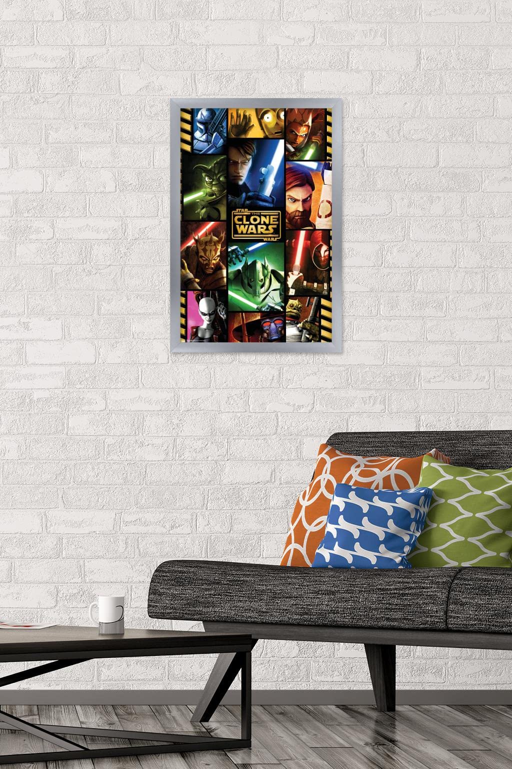 Trends International Star Clone Wars-Grid Wall Poster, 14.725'' X 22.375'', Silver Framed Version