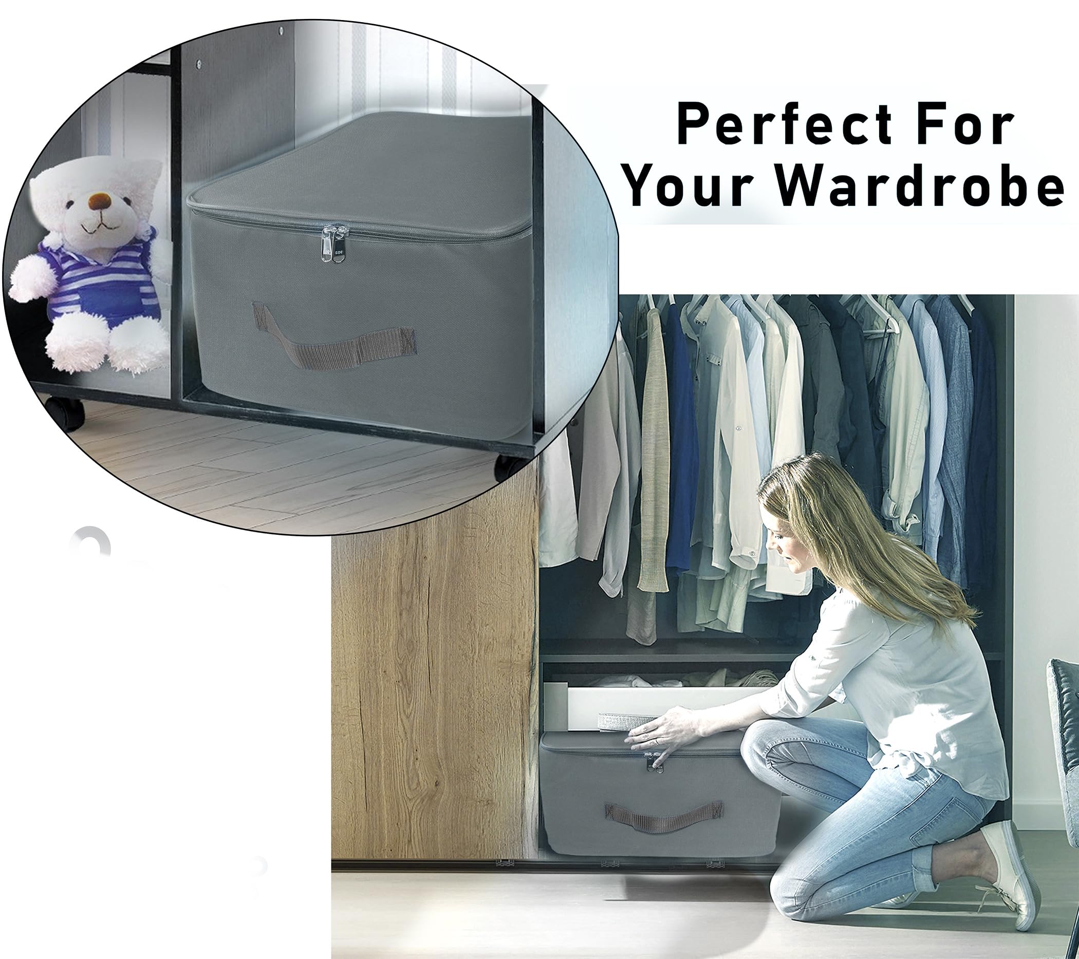 Storite 10 Pack Nylon Wardrobe Bag Underbed Moisture Proof Cloth Storage Organizer, Storage box for Clothes Saree Bags with Zipp