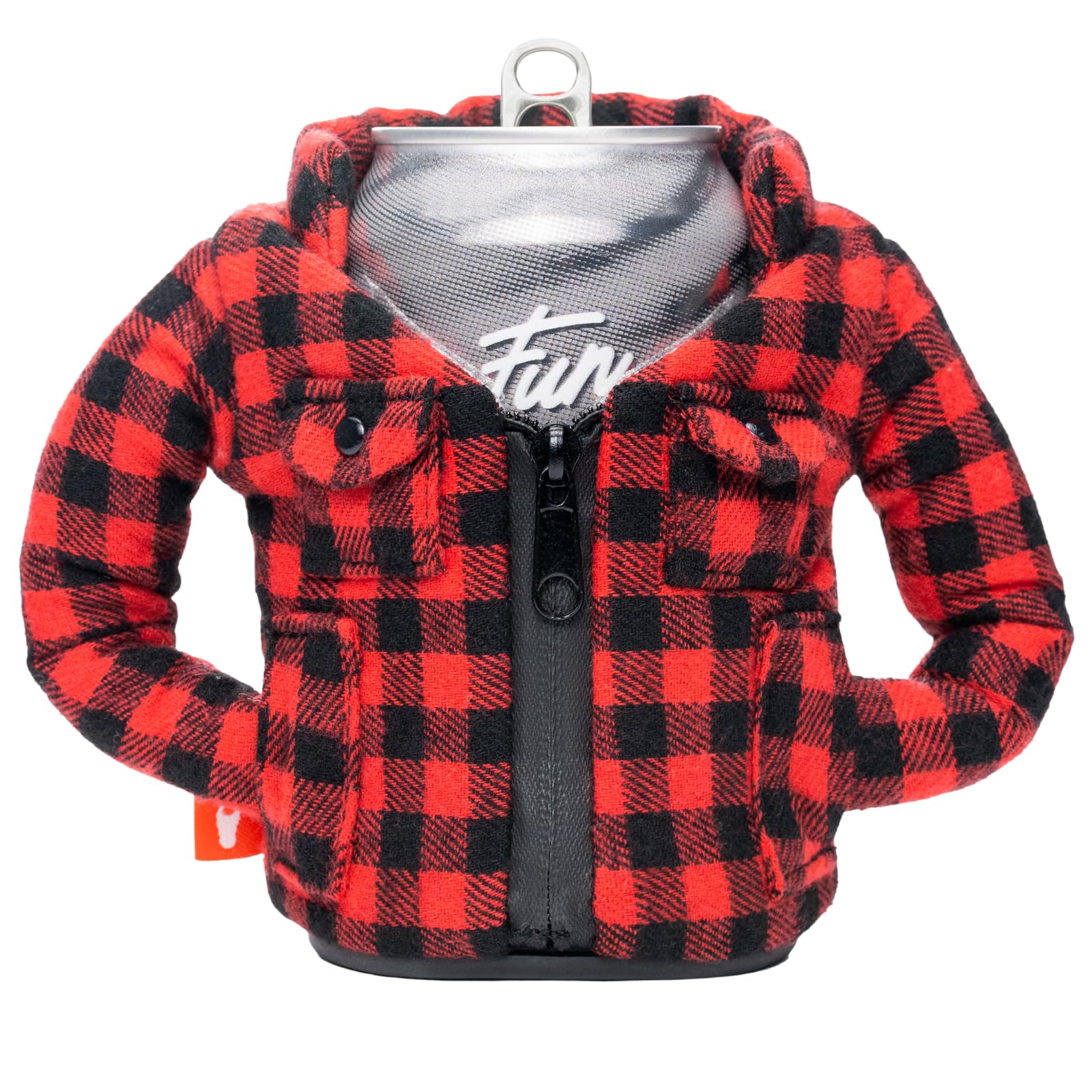Puffin - The Lumber Jack Beverage Flannel, Insulated Can Cooler, Puffin Red