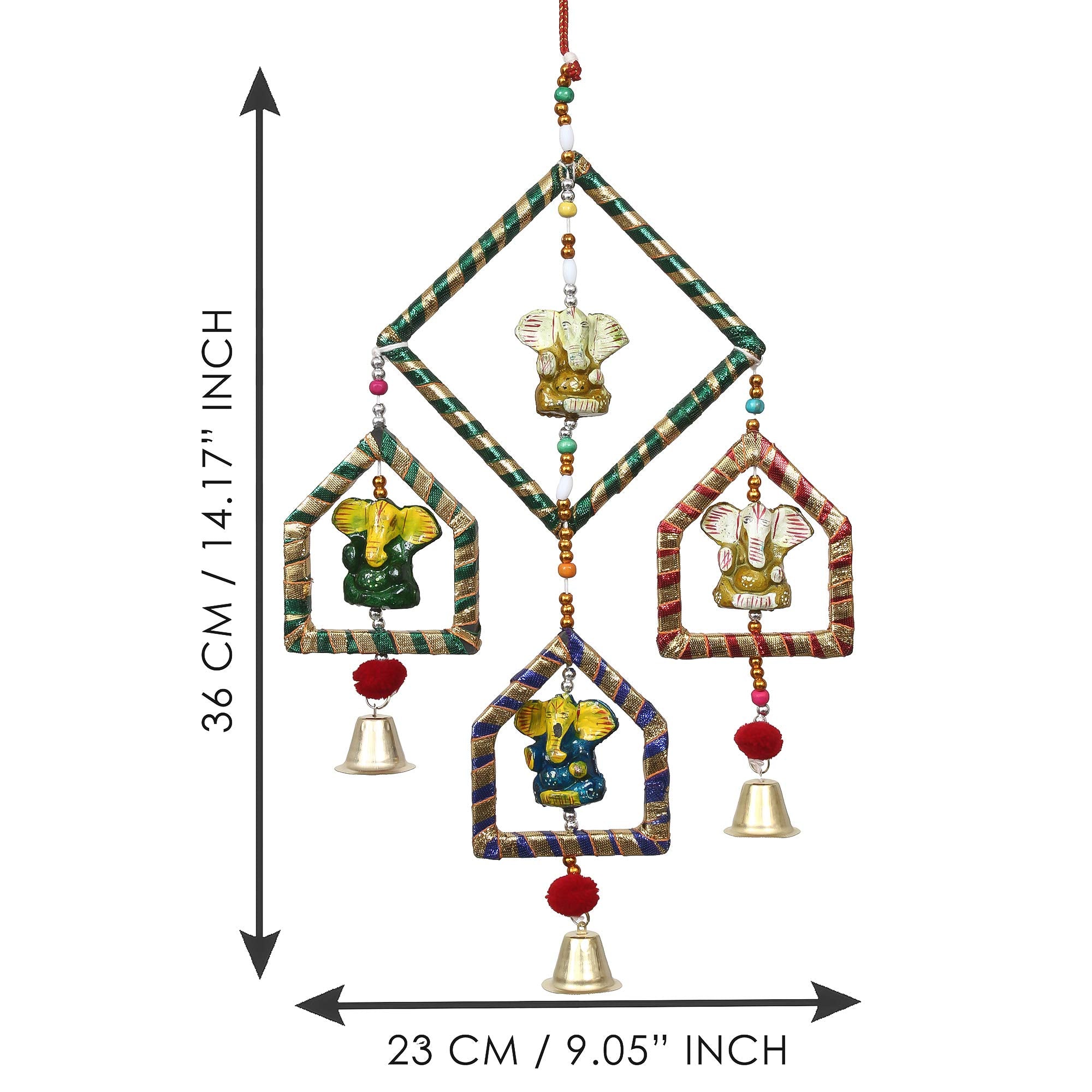 eCraftIndia Handcrafted Decorative Lord Ganesha Wall/Door/Window Hanging Bell