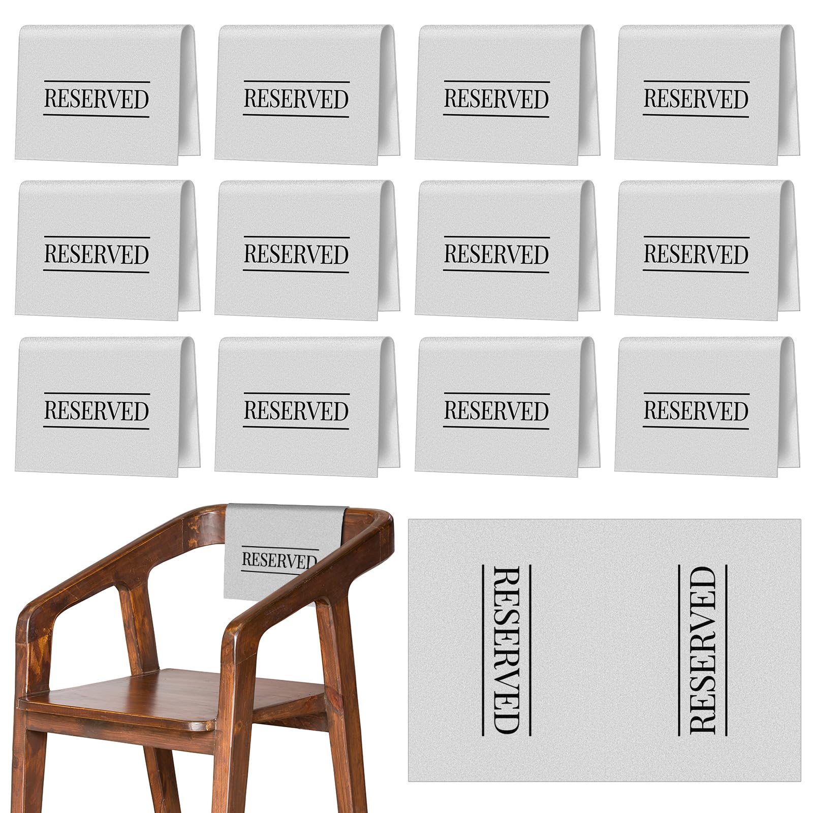 Buryeah Reserved Chair Signs Church Pew Reserved Sign Seating Placeholder with Printed Words for Weddings Parties Celebrations R