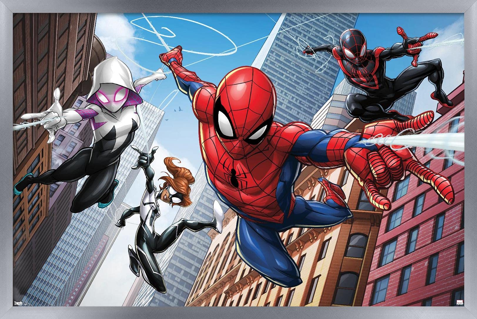 Trends International Marvel Comics - Spider-Man - Web Heroes Wall Poster, 22.375'' X 34'', Silver Framed Version