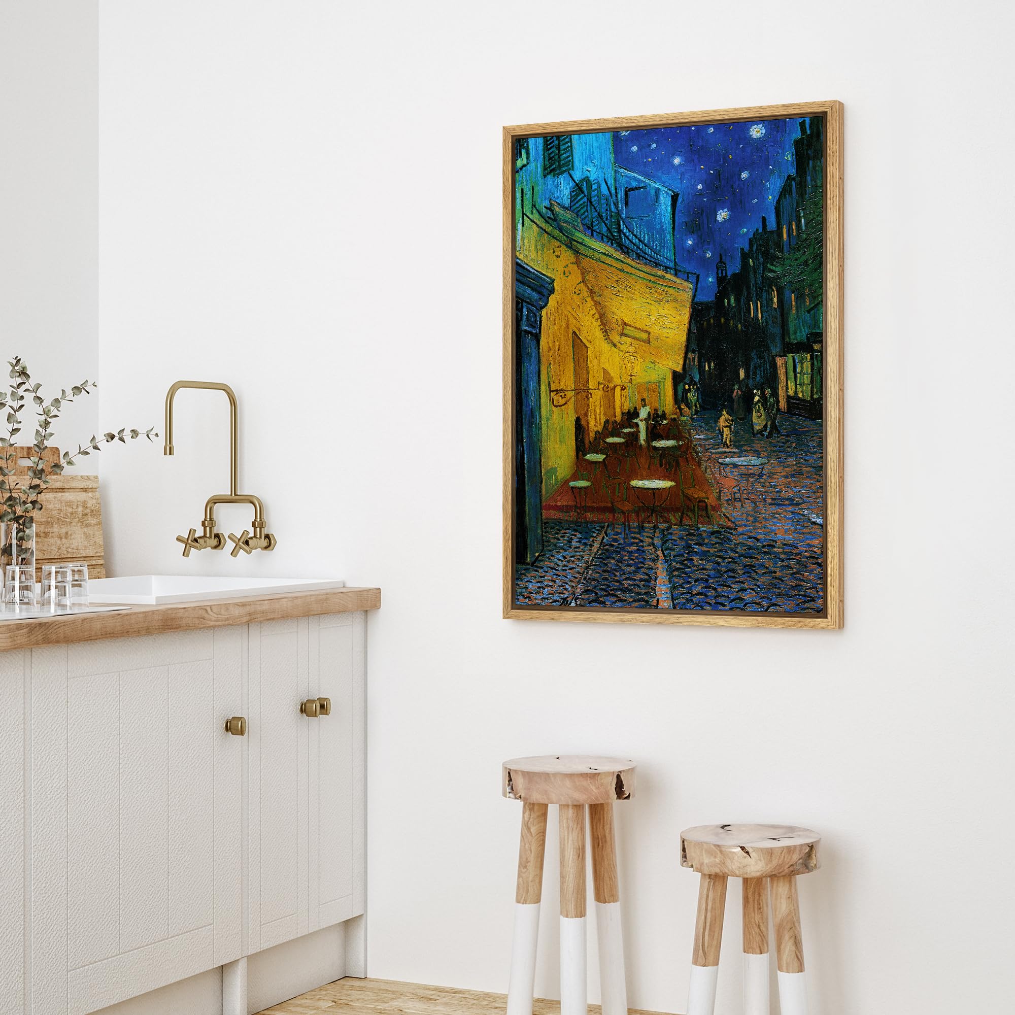 Wall26 Framed Canvas Print Wall Art Cafe Terrace At Night By Master Artist Vincent Van Gogh Nature Wilderness Illustrations Fine