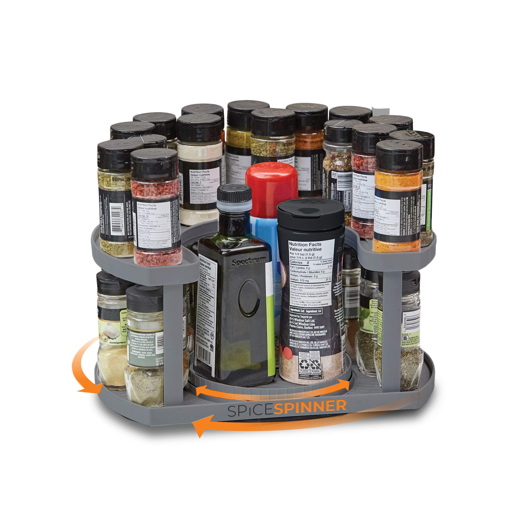 Allstar Innovations Spice Spinner Two-Tiered Spice Organizer & Holder That Saves Space, Keeps Everything Neat, Organized & Withi