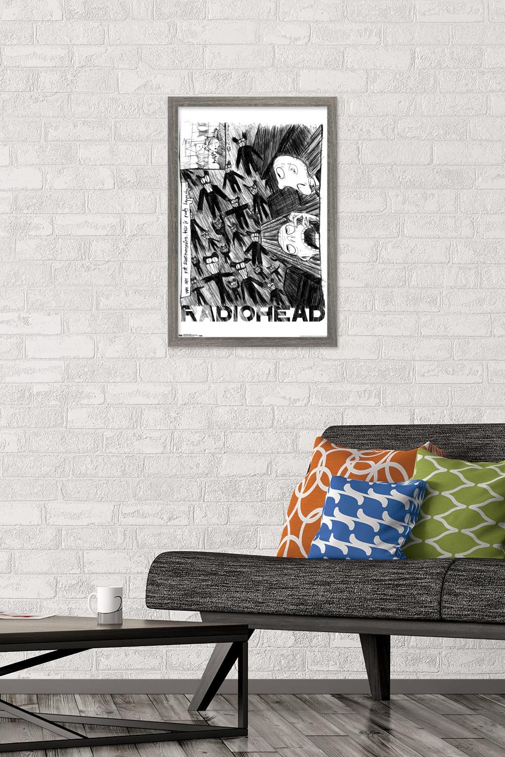 Trends International Radiohead - Scribble Wall Poster, 14.725'' X 22.375'', Barnwood Framed Version
