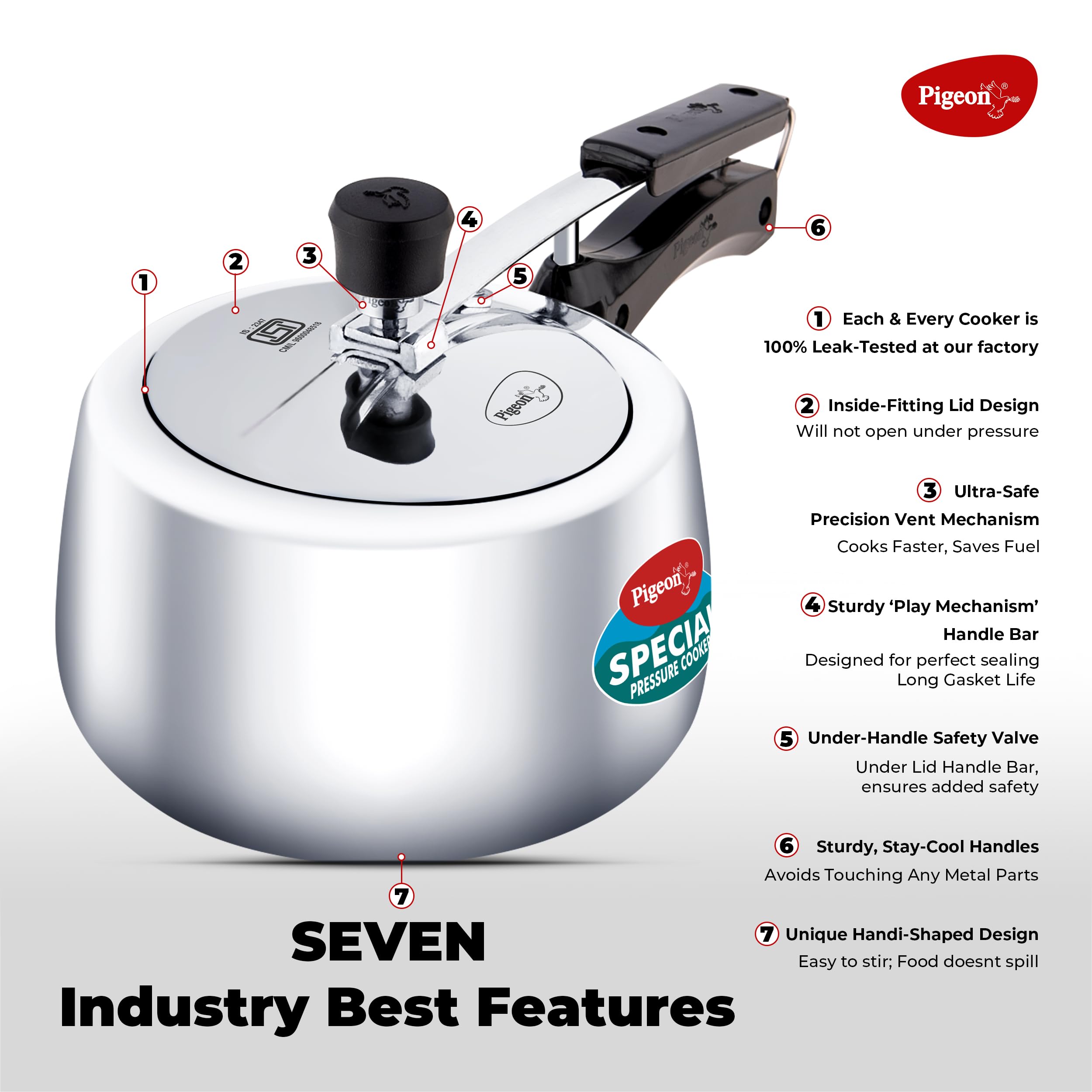 Pigeon Special Pressure Cooker Aluminium Inner Lid Induction Base 3 L Capacity - Silver