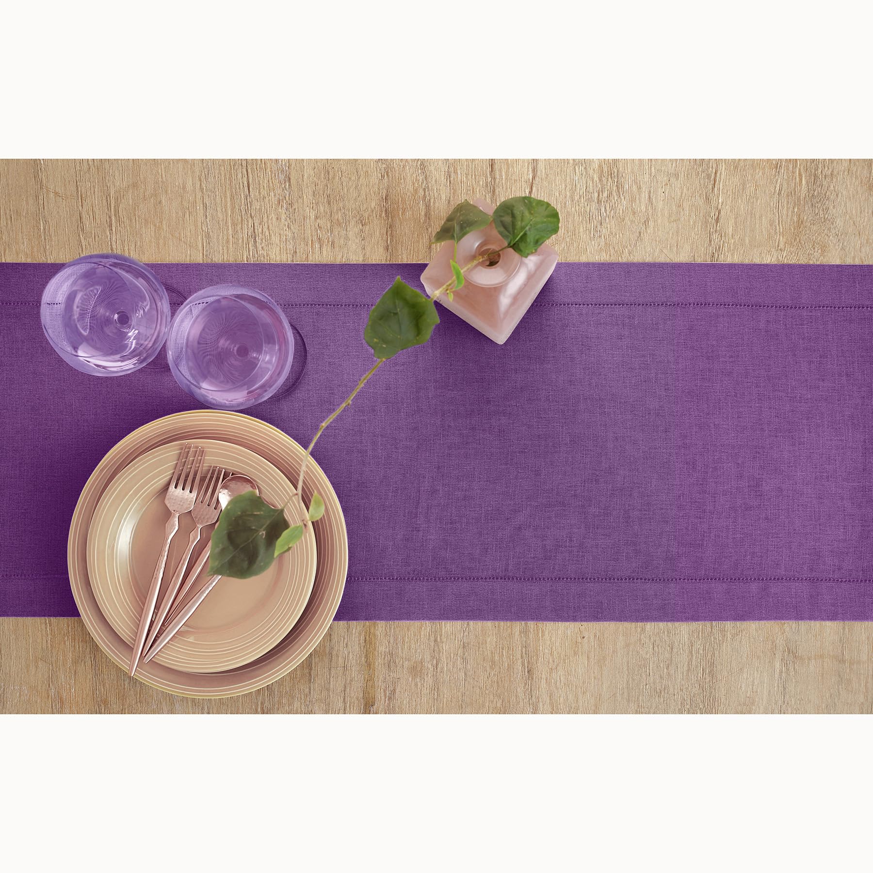 Solino Home Linen Purple Table Runner 120 Inches Long - 100% Pure Linen Classic Hemstitch Dining Table Runner 14 X 120 Inch Idea