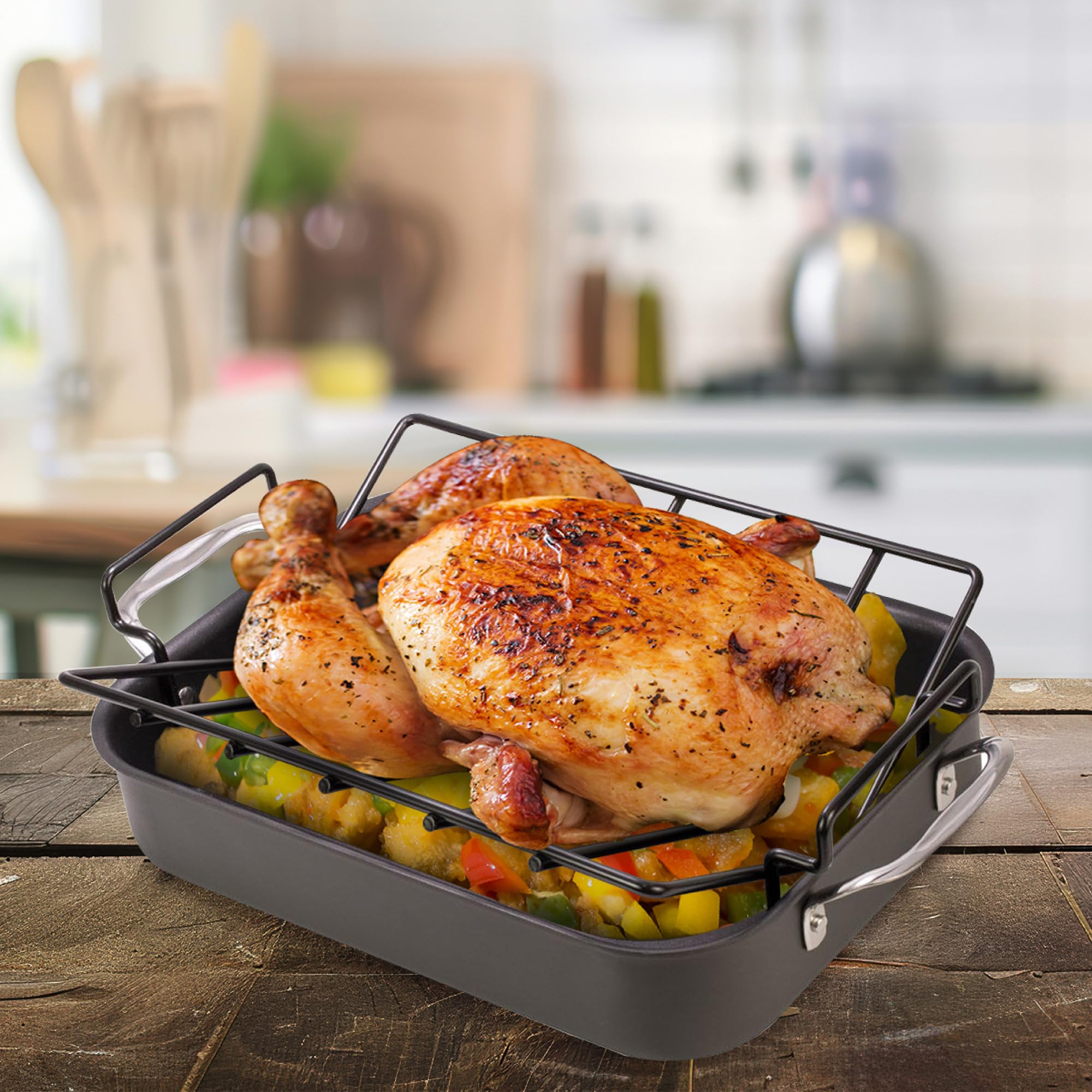 HIC Kitchen V-Shaped Baking Rack - Heavyweight Non-Stick Steel, 16 x 10.25 inches, Oven Safe to 500°F, Model 43189