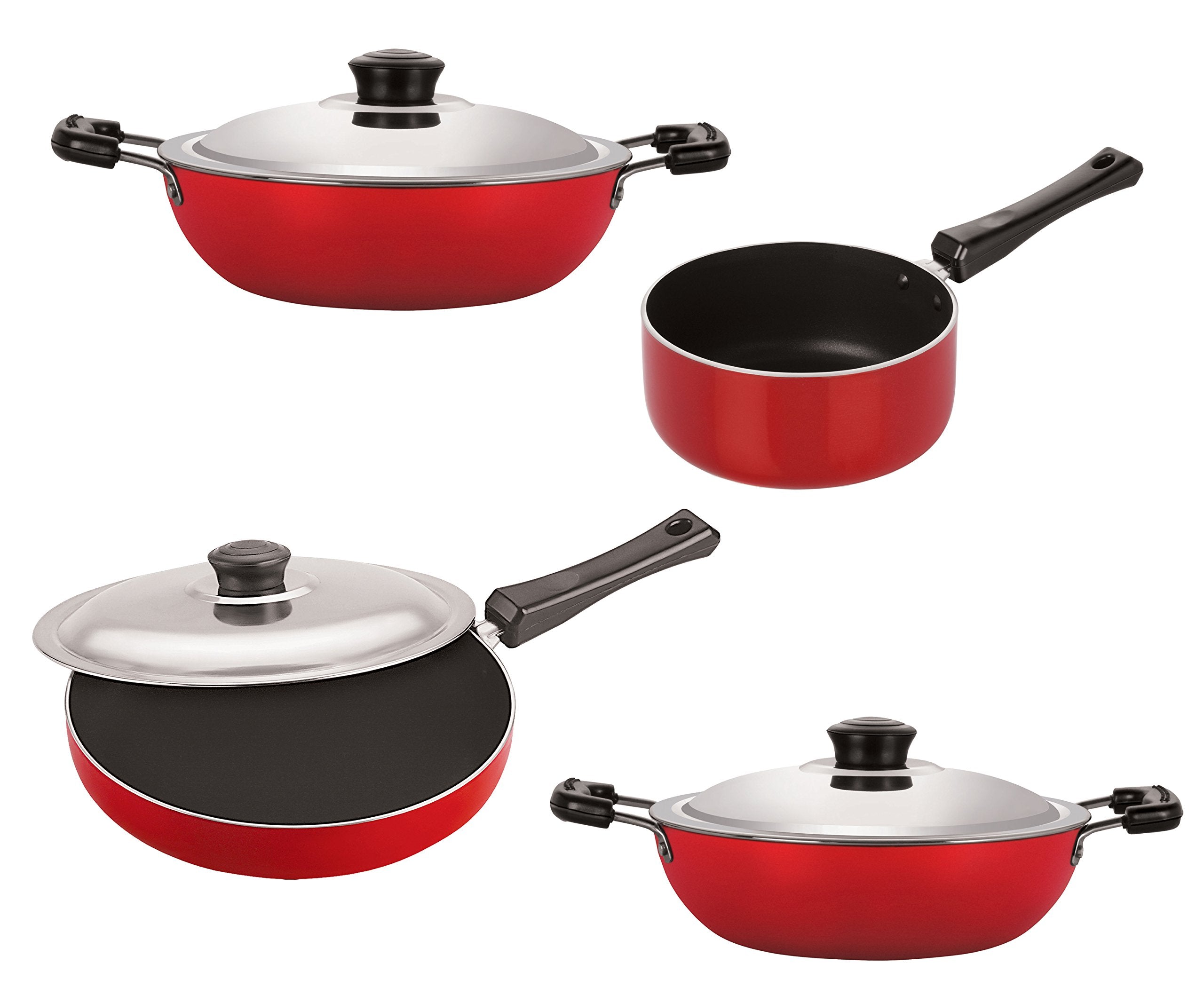 Nirlon 4 Piece NonStick Aluminium Dishwasher Safe Cookware Set, Fp12_Dkdm_Dkdb_Spm
