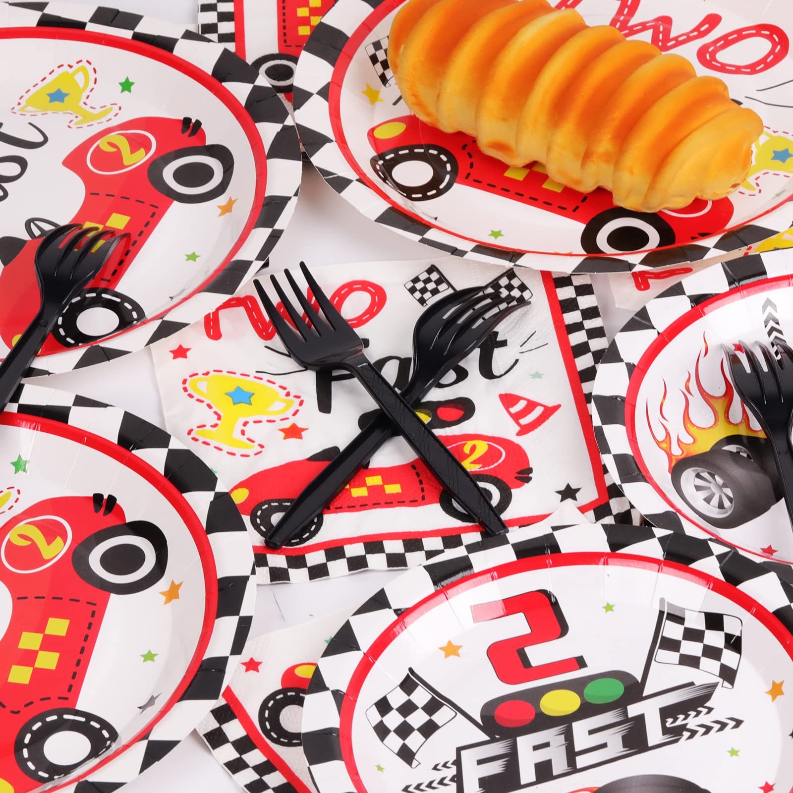 96Pcs Two Fast Plates And Napkins Race Car Party Decorations Racing 2 Fast Party Plates And Napkins Set Racing Sports Themed Din