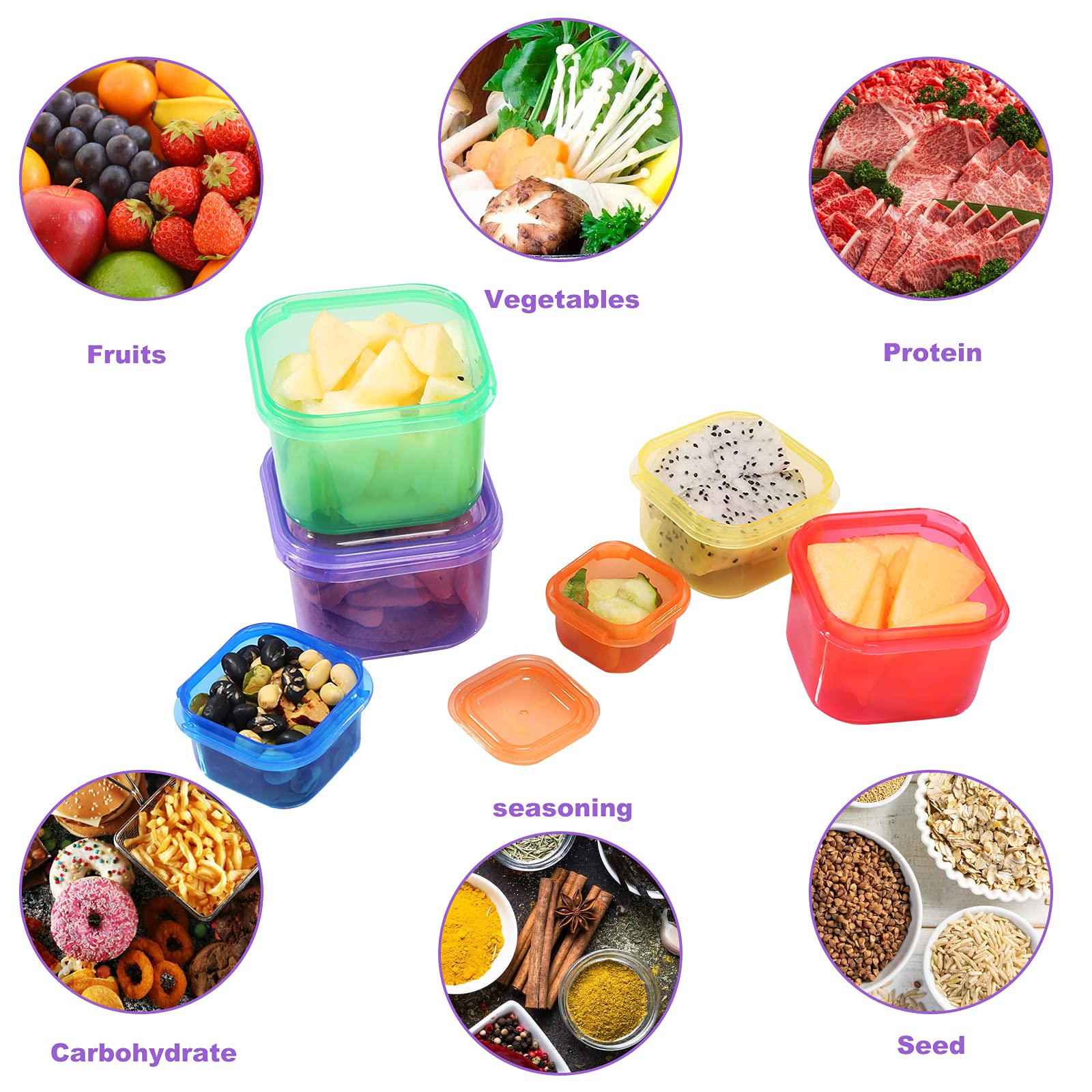 Extrapins Portion Control Container Kit,21 Day Fix Containers And Food Plan,Multicolor Coded Containers,Meal Prep System Storage