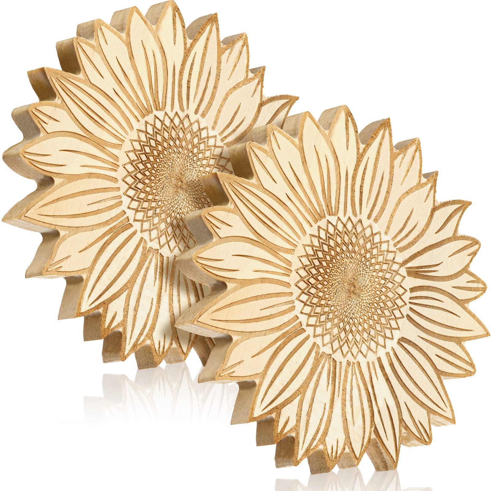 2 Pcs Sunflower Wooden Trivets For Hot Dishes Non Slip Heat Resistant Wood Trivet Mat Table And Kitchen Countertop Decor Dining