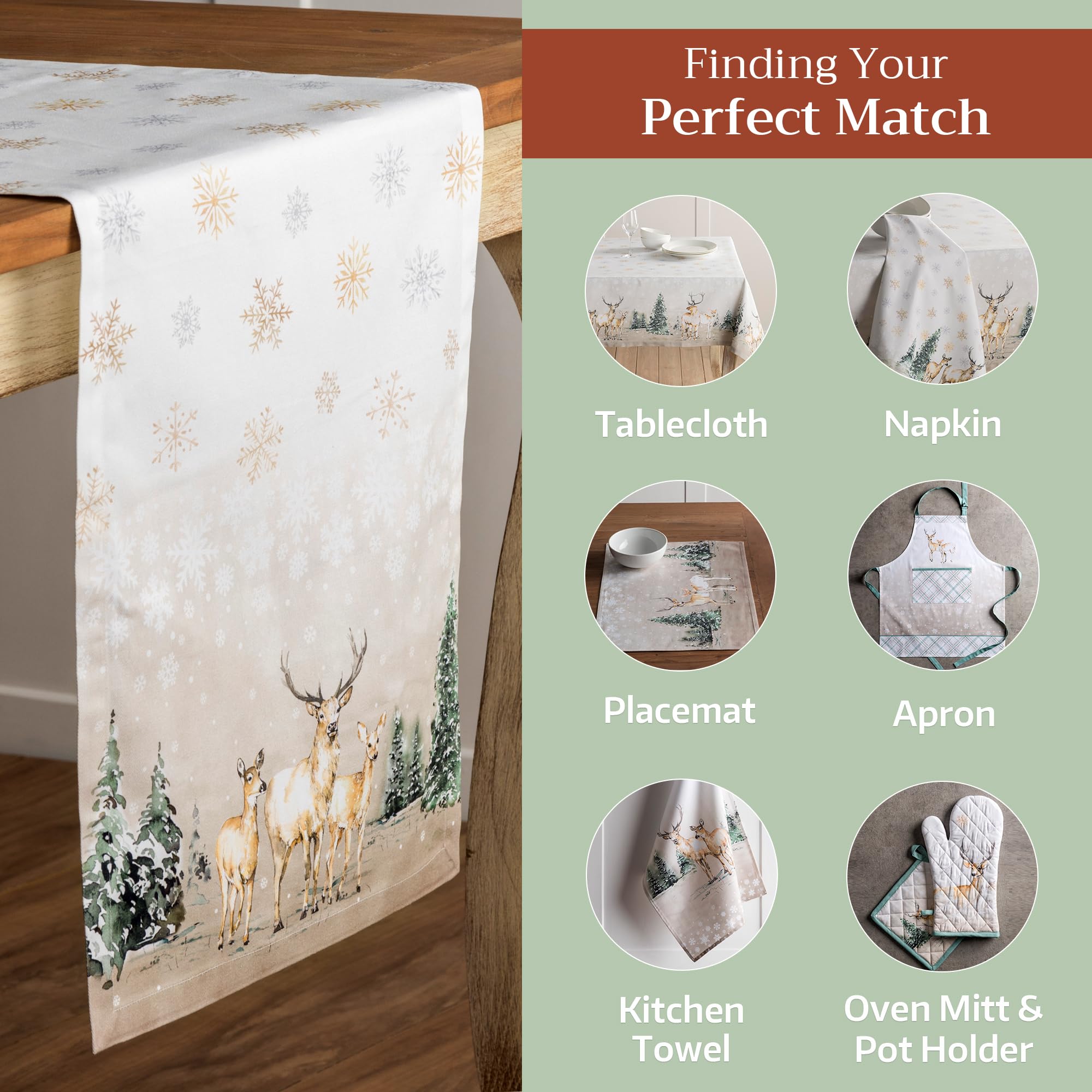 Maison D Hermine 100 Cotton Table Runner Deer In The Woods Tabletop Cover Great For Family Dinners Kitchen Dining Parties Weddin