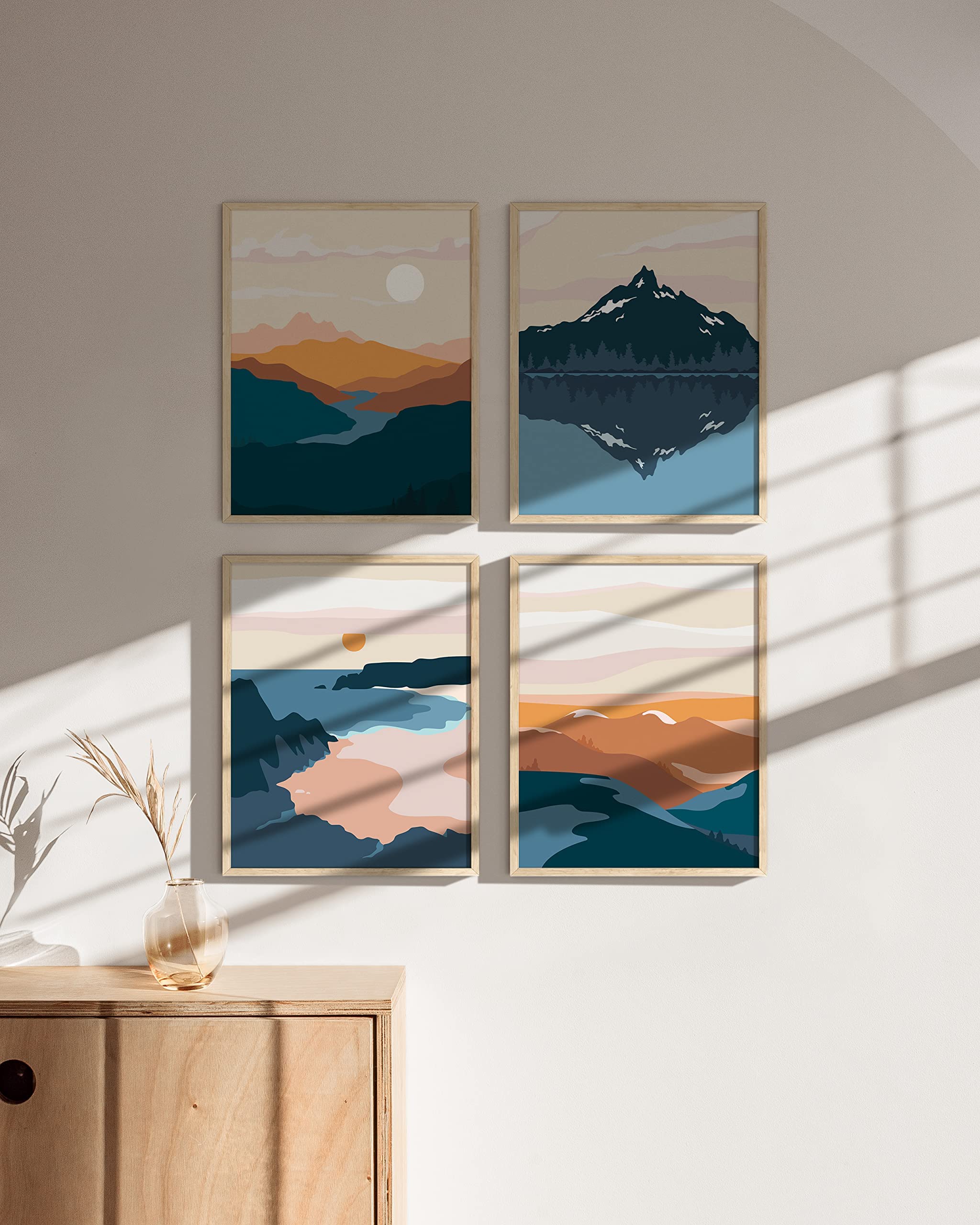 HAUS AND HUES Nature Wall Art Prints Landscape Mountain Decor Mid Century Art Wall Decor  Geometric Abstract Nature Wall Art  Mountain Art Wall Decor  Adventure Wall D?cor