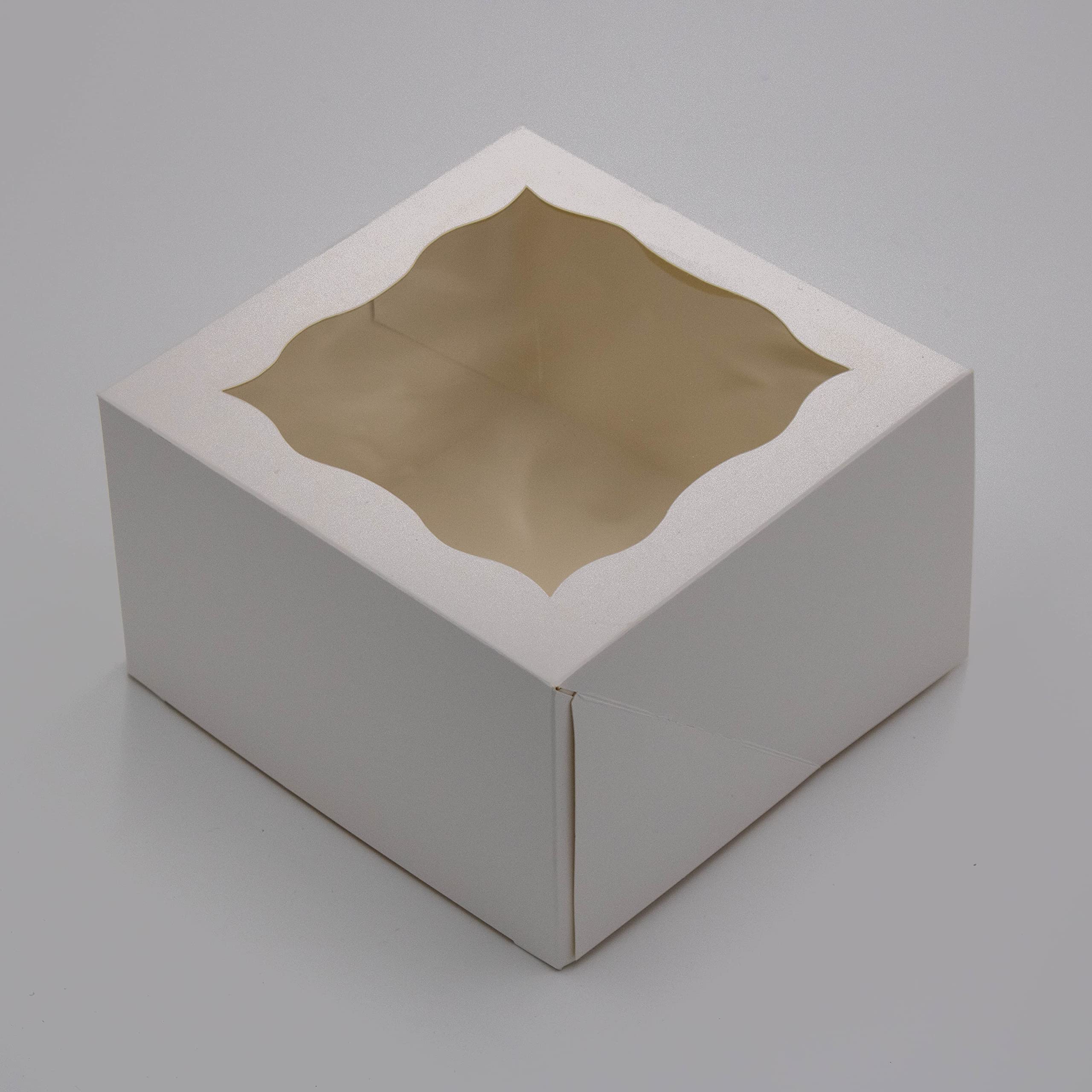 Green Harvest 8''X8''X5'' White Cake Box With Window And Gold Cake Board Combo 12 Sets 24 Pcs