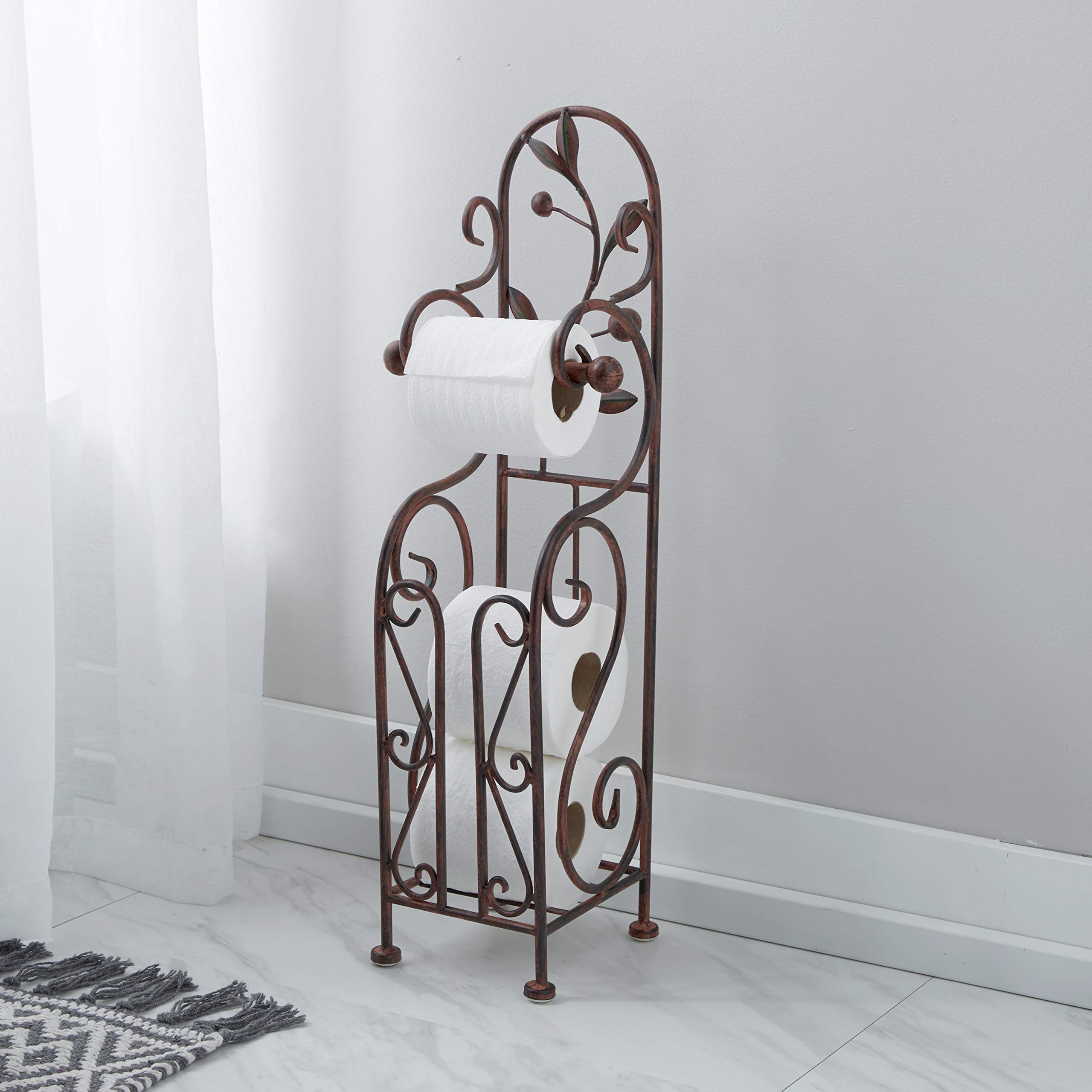 Deco 79 Metal Toilet Paper Holder, 24 By 8-Inch, Reddish/Bronze Color