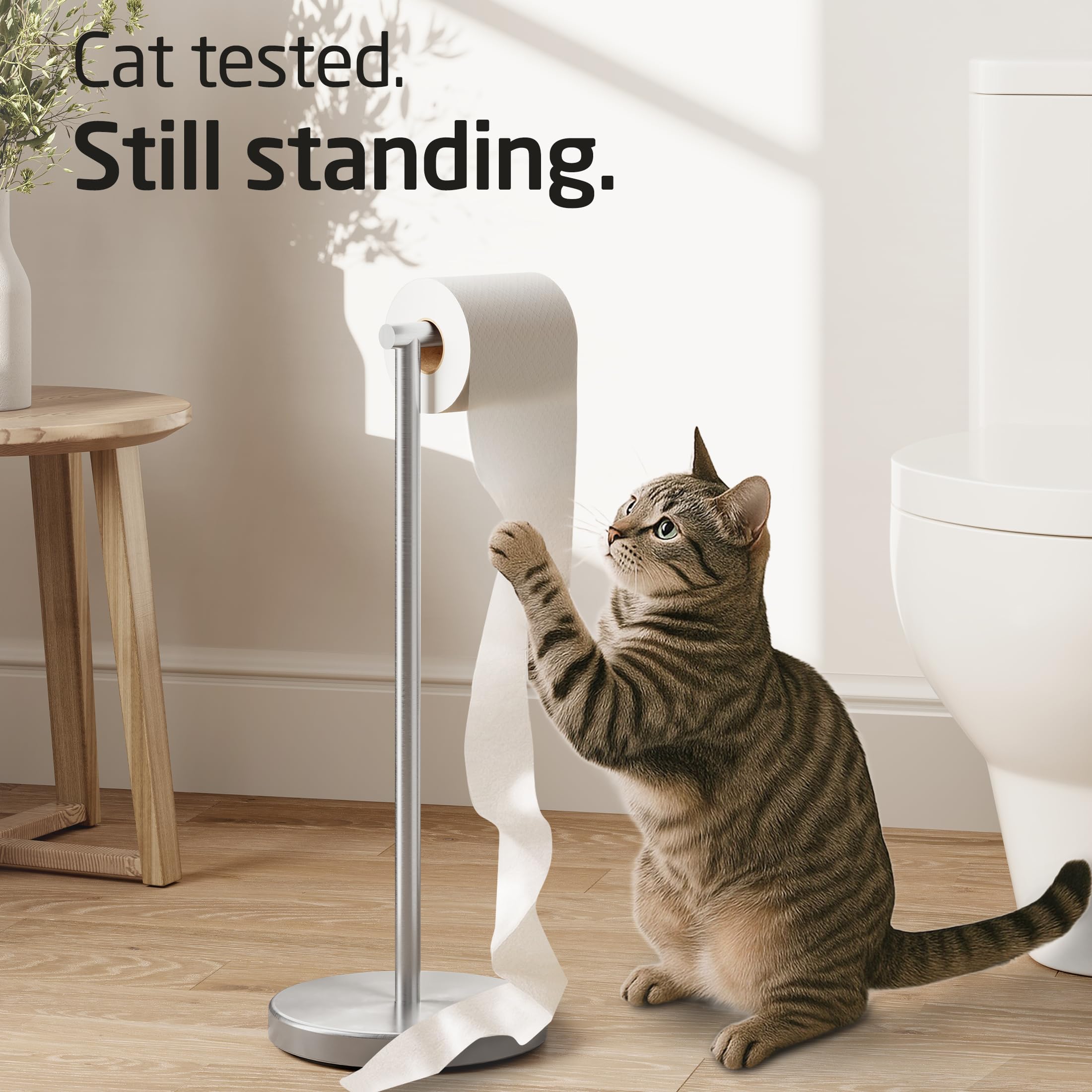 KES Toilet Paper Holder Stand SUS 304 Stainless Steel Rustproof Pedestal Lavatory Tissue Roll Holder Floor Stand Modern Brushed Finish  BPH283S1-2
