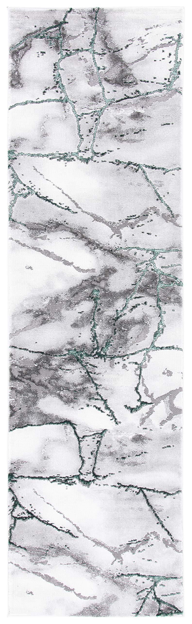SAFAVIEH Craft Collection Accent Rug - 27 x 5, Grey & Green, Modern Abstract Design, Non-Shedding & Easy Care, Ideal for High 