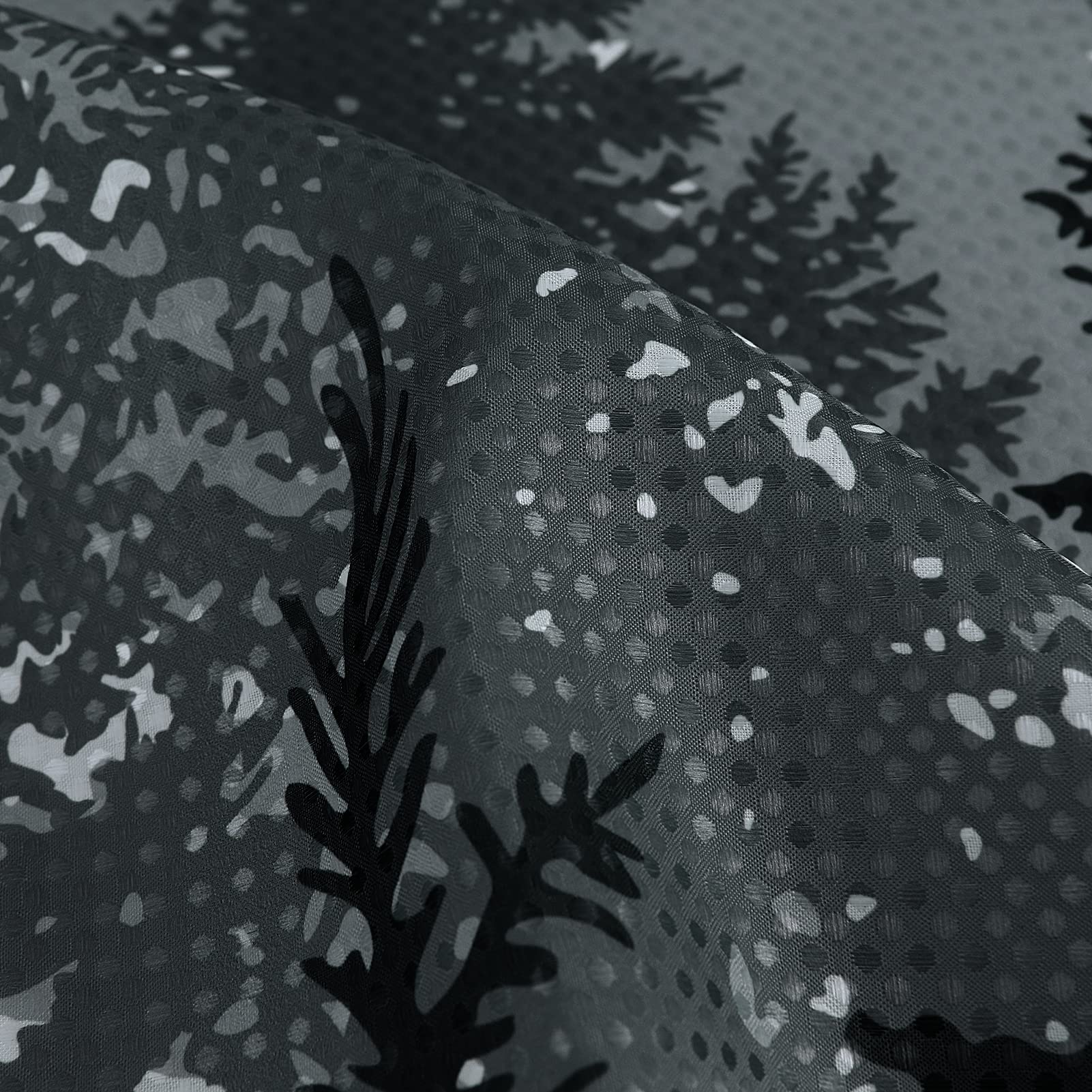 Hokibero Black And White Forest Bathroom Shower Curtain Set Mountain Nature Tree Plant Black And Gray Waffle Fabric Bath Curtain