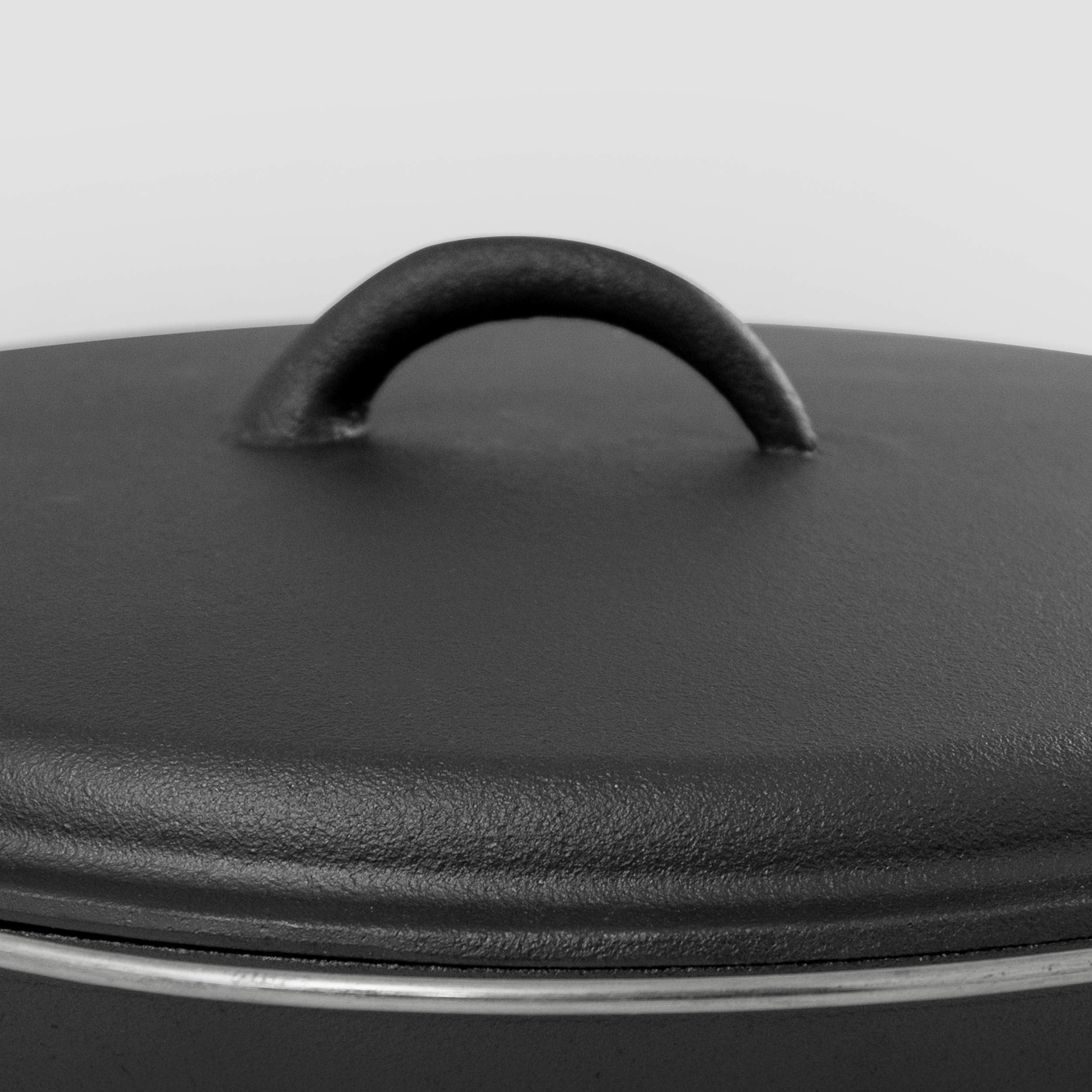 Excelsteel With Handle, Perfect For Home Cooking And Outdoor Fireside 6 Qt Cast Iron Camp Dutch Oven, Black