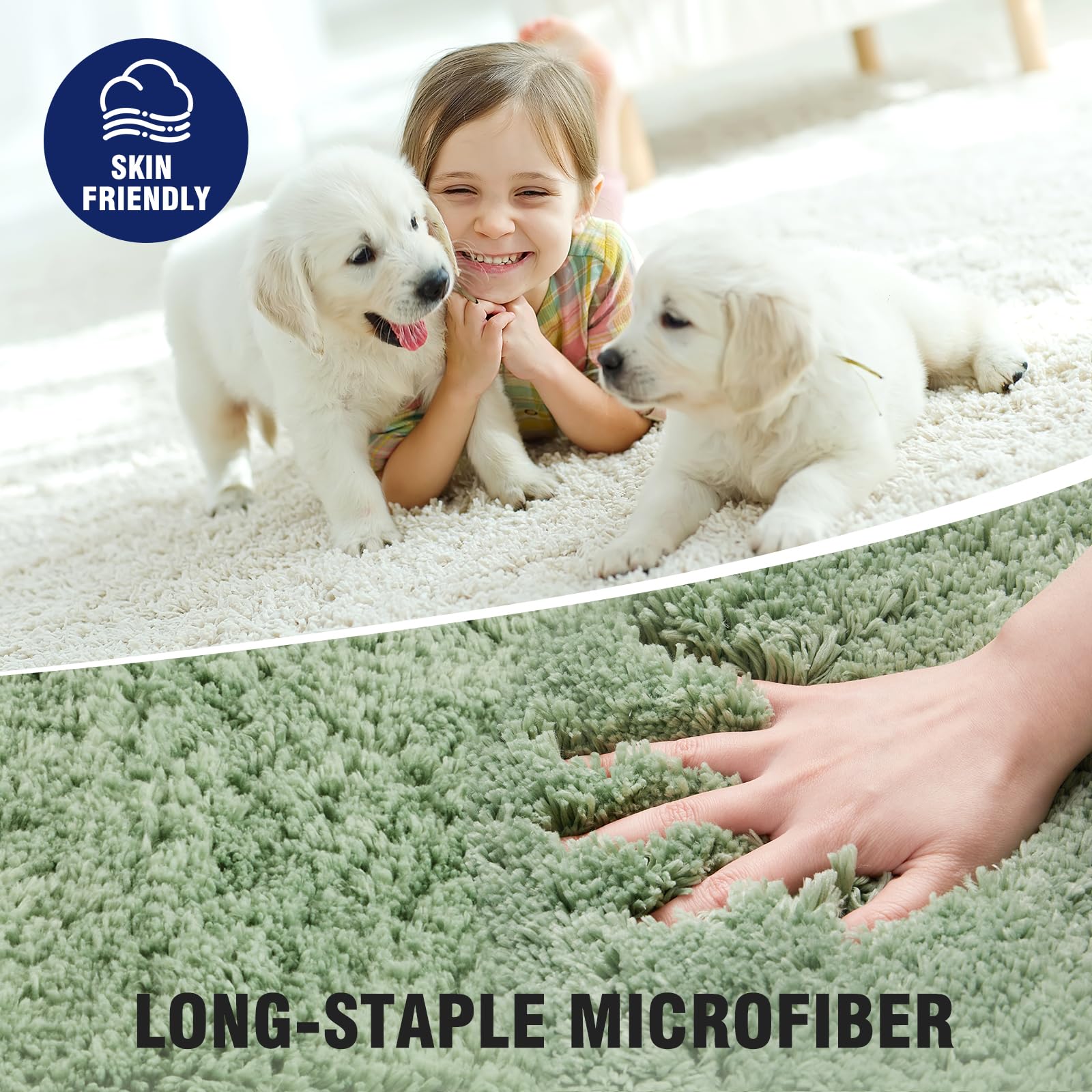 Techmilly U Shaped Super Soft Shaggy Bathroom Rugs, Absorbent Thick Non Slip Microfiber Toilet Rugs, Quick Dry Machine Washable