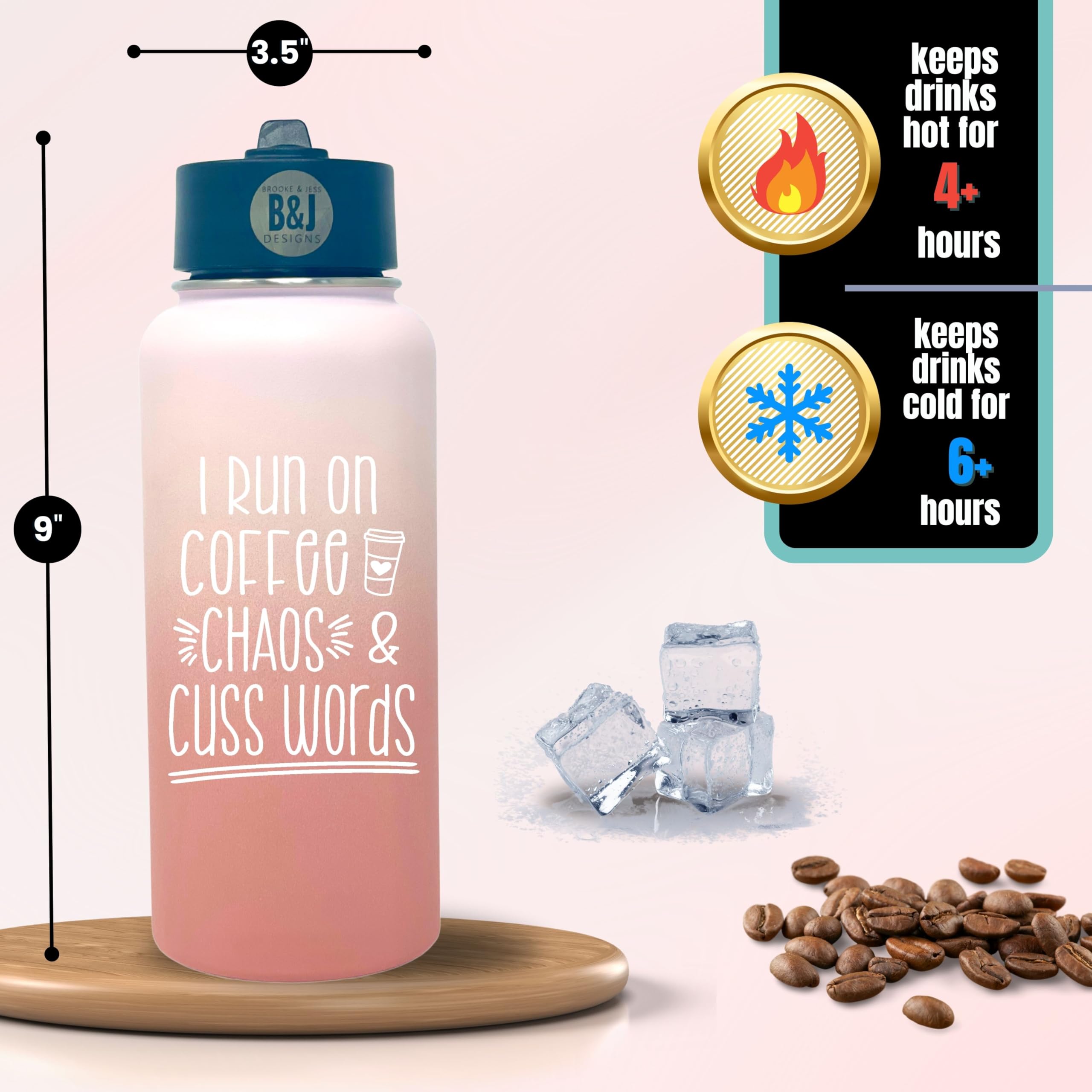 Brooke & Jess Designs Coffee Chaos Cuss Words - Funny Mom Coffee Mug - Best Gifts For Mom, Women, Coworkers - Great Travel Coffe
