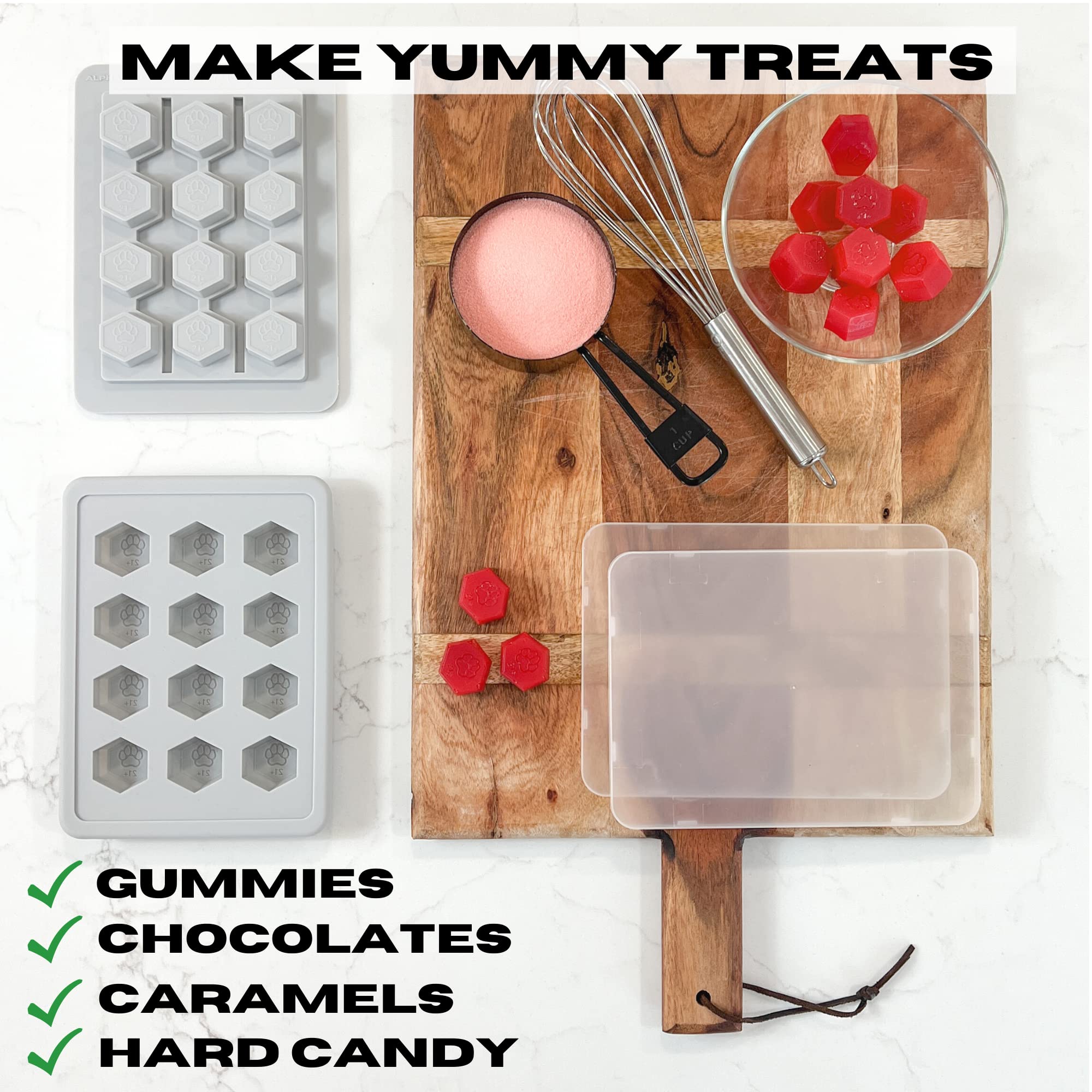 Gummy Molds For Edibles, Gummy Trays Perfect For Making Hard Candy, Chocolate, Diy Gelatin, Large Non Stick 10Ml Silicone, Gummi