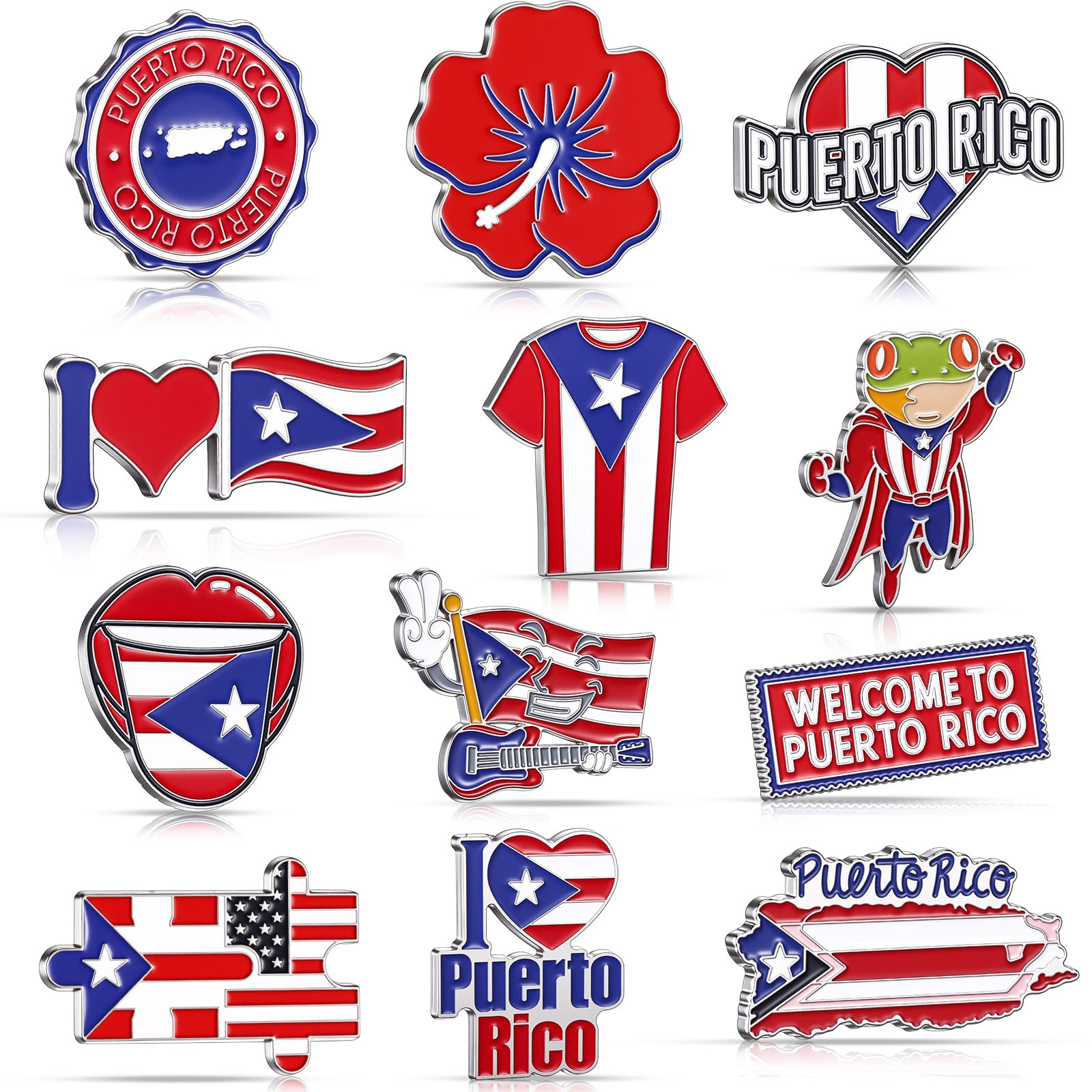Konohan 12 Pcs Puerto Rico Magnets for Refrigerator Metal Fridge Magnet Magnetic Puerto Rico Souvenirs Gifts USA State Magnetic 