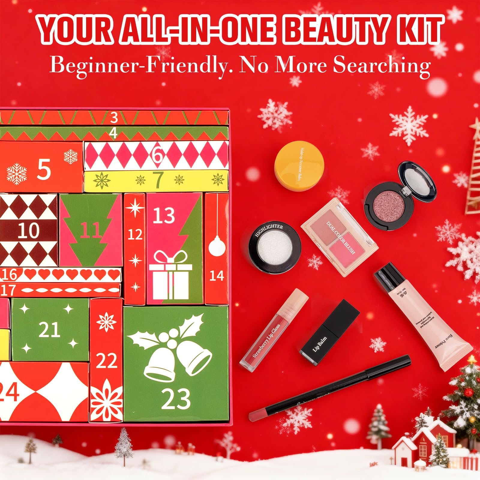 Makeup Advent Calendar 2025 - Beauty Advent Calendar with 24 Days of Individually Boxed Surprises - Christmas Countdown Calendar