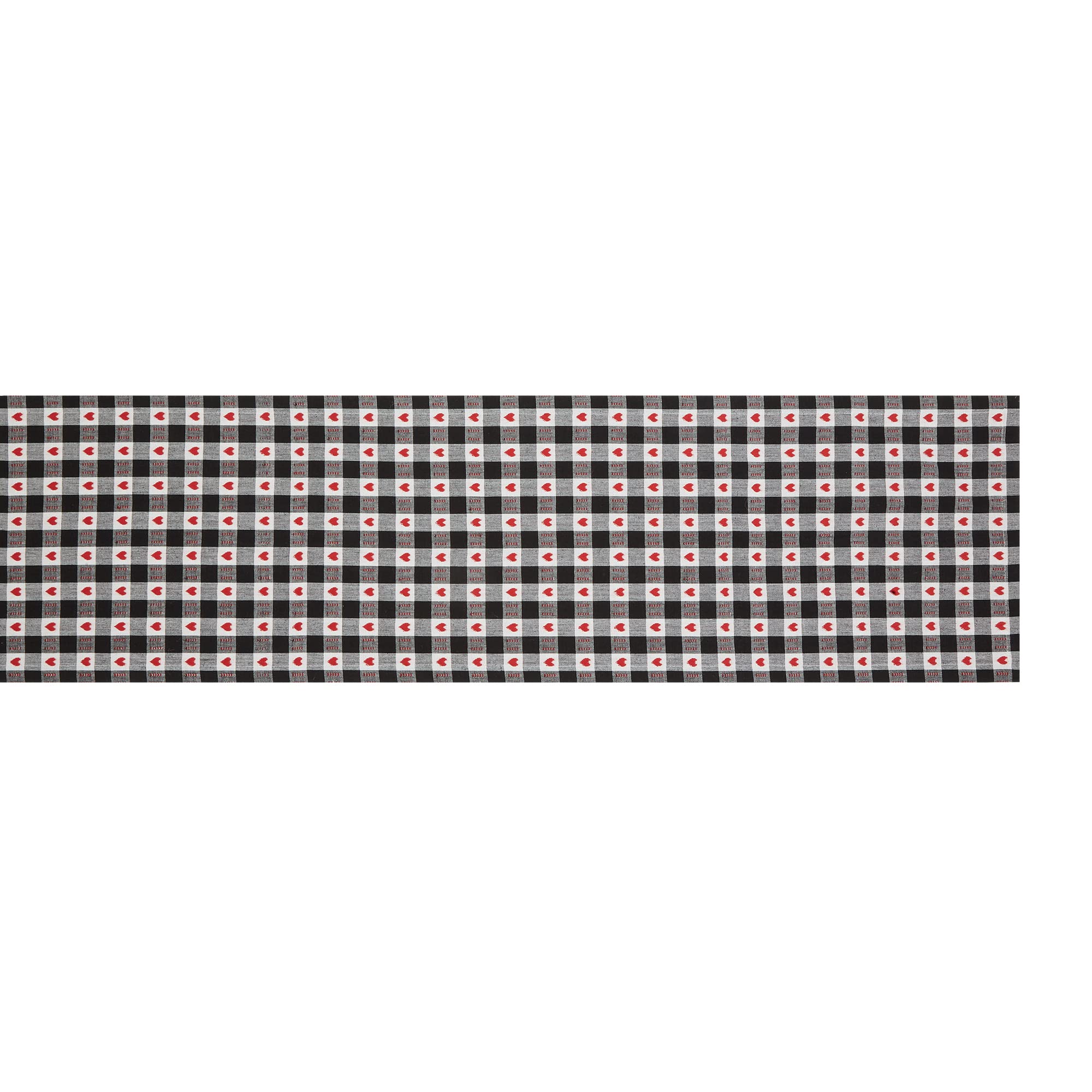 HEARTS DOBBY CHECK TABLE RUNNER 14x108