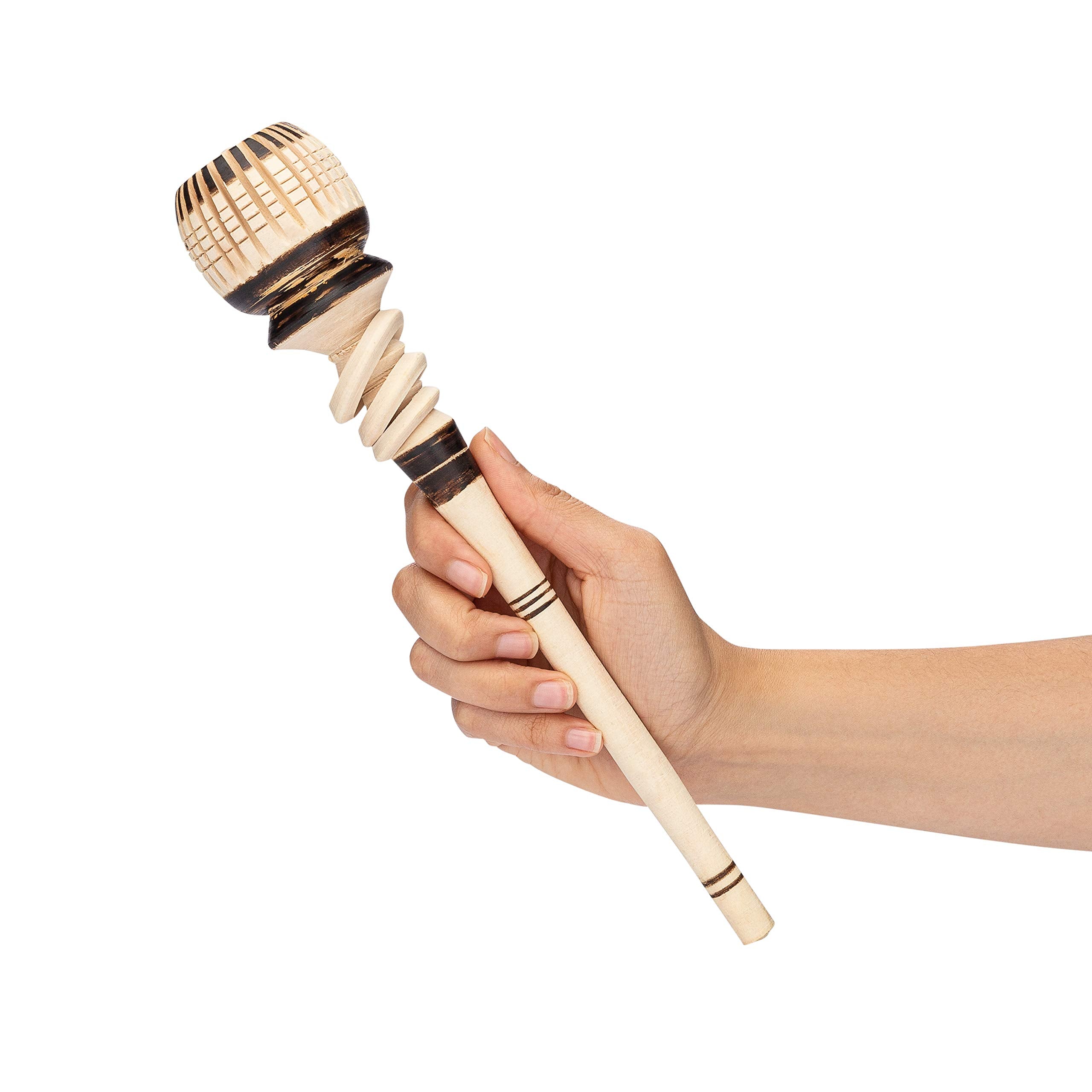Champs Artisanal Mexican Molinillo 12.5-Inch | Mexican Hot Chocolate Mixer | Molinillo De Chocolate De Madera | Wood Stirrer Whi